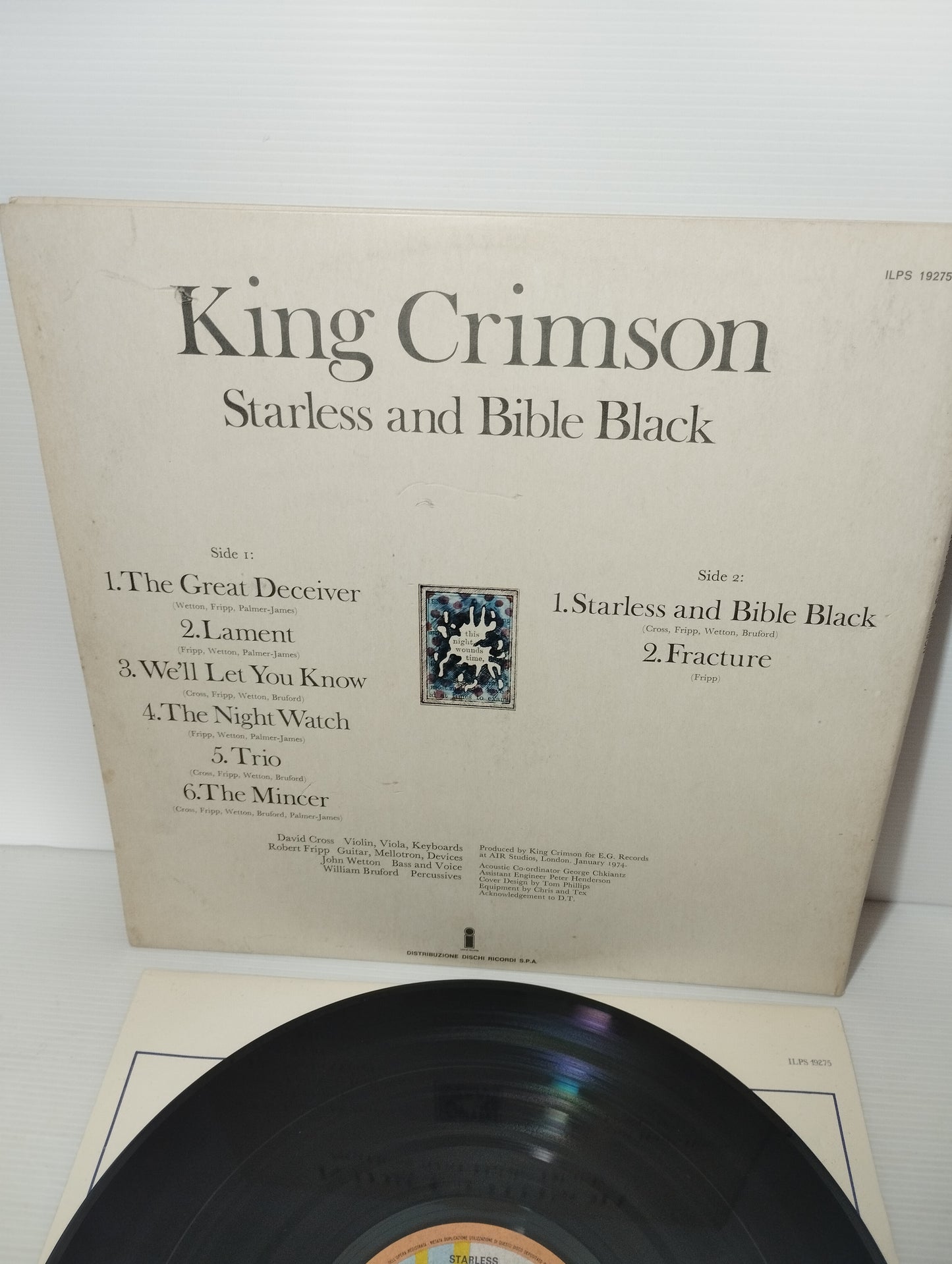 Islands King Crimson LP 33 Giri
Edito nel 1974  da Island Cod.ILPS 19275
Stampa italiana