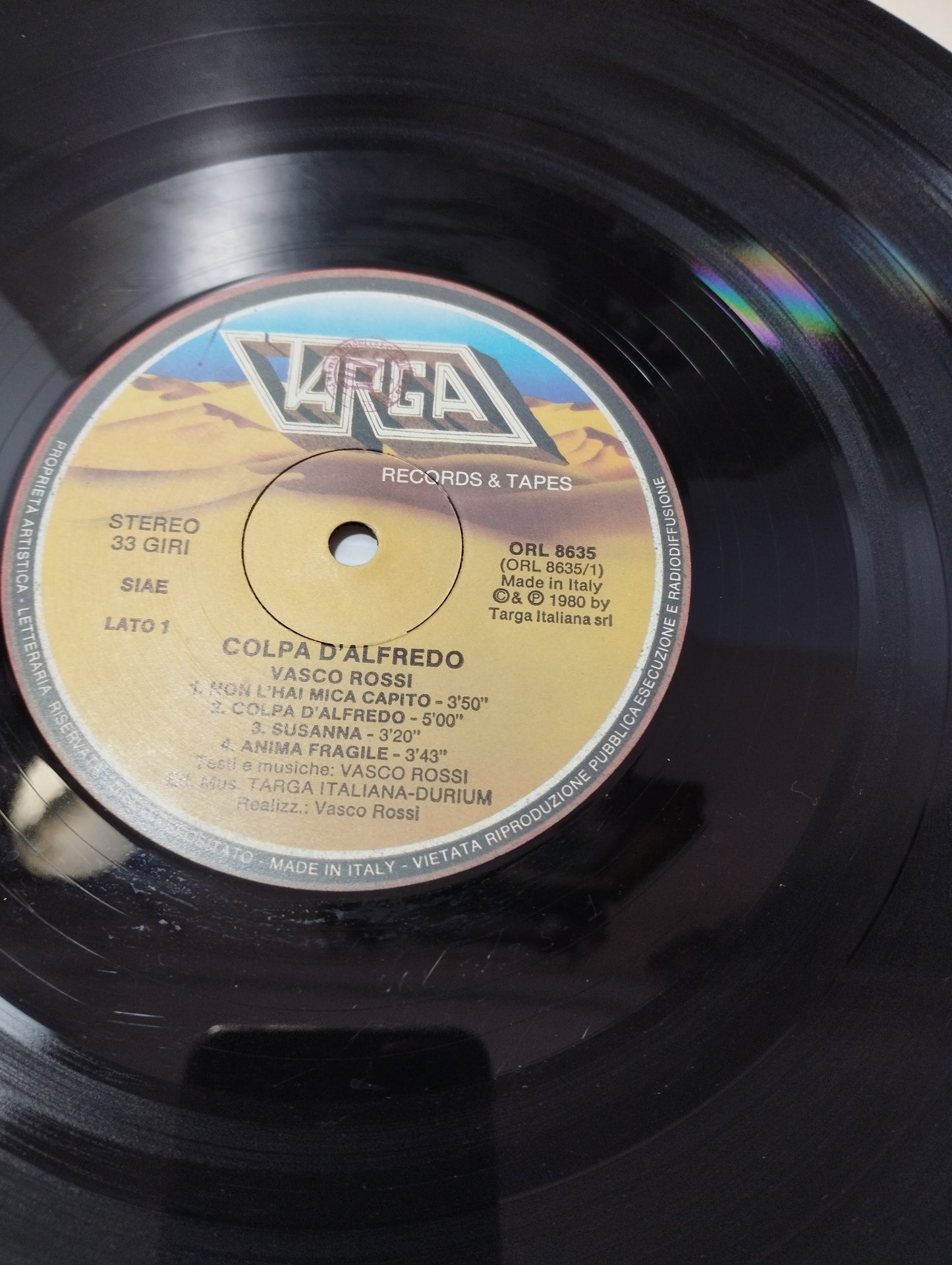 Colpa d'Alfredo Vasco Rossi lo 33 giri
Edito da Targa Records Cod.ORL 8635
Serie Orizzonte