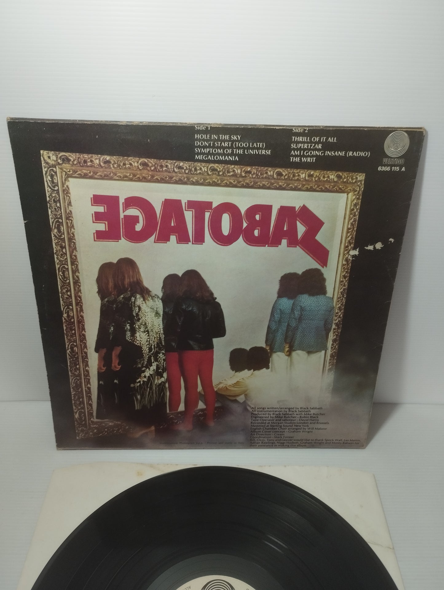 Sabotage Black Sabbath LP 33 Giri
Edito nel 1975 da Vertigo cod.6366 115 A
Prima stampa italiana