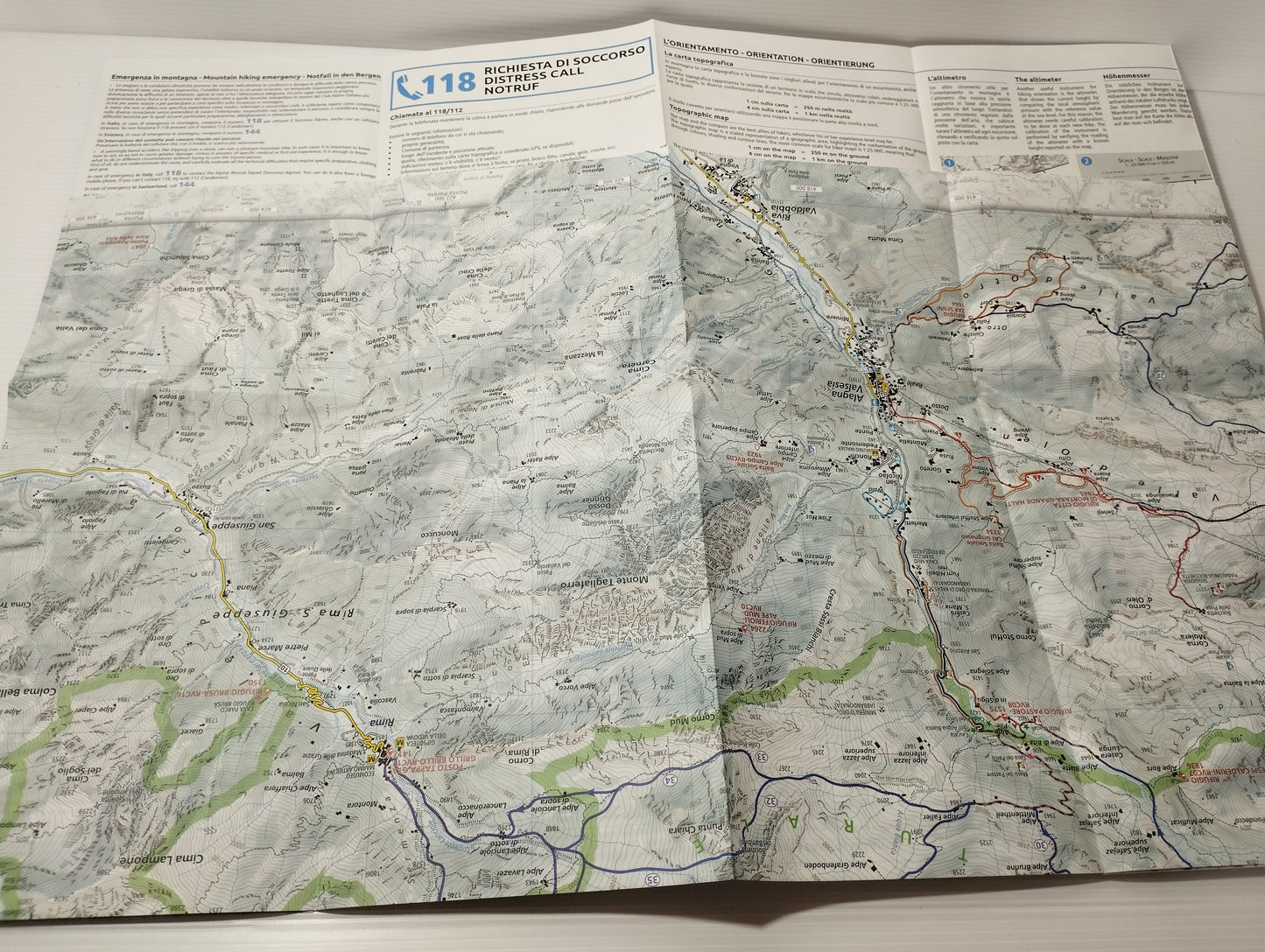 Cartina Monterosa Alagna Valsesia Rima S.Giuseppe Carcoforo
Scala 1:25000