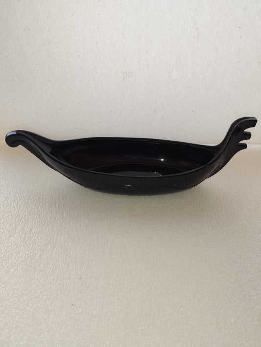 Murano Gondola In Vetro Nero Vintage