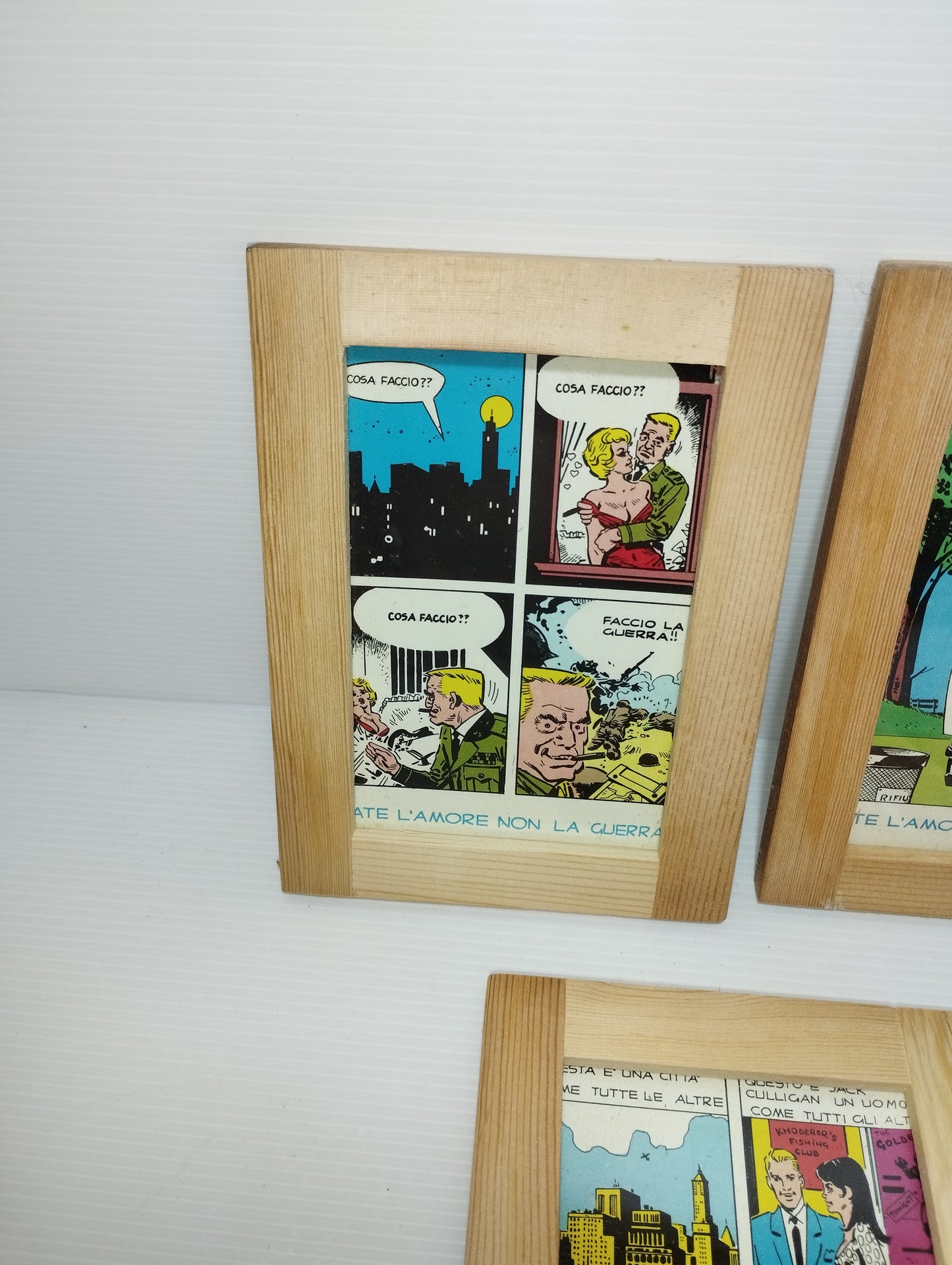 Collezione 5 Quadretti Con Cartoline Fumetto Vintage