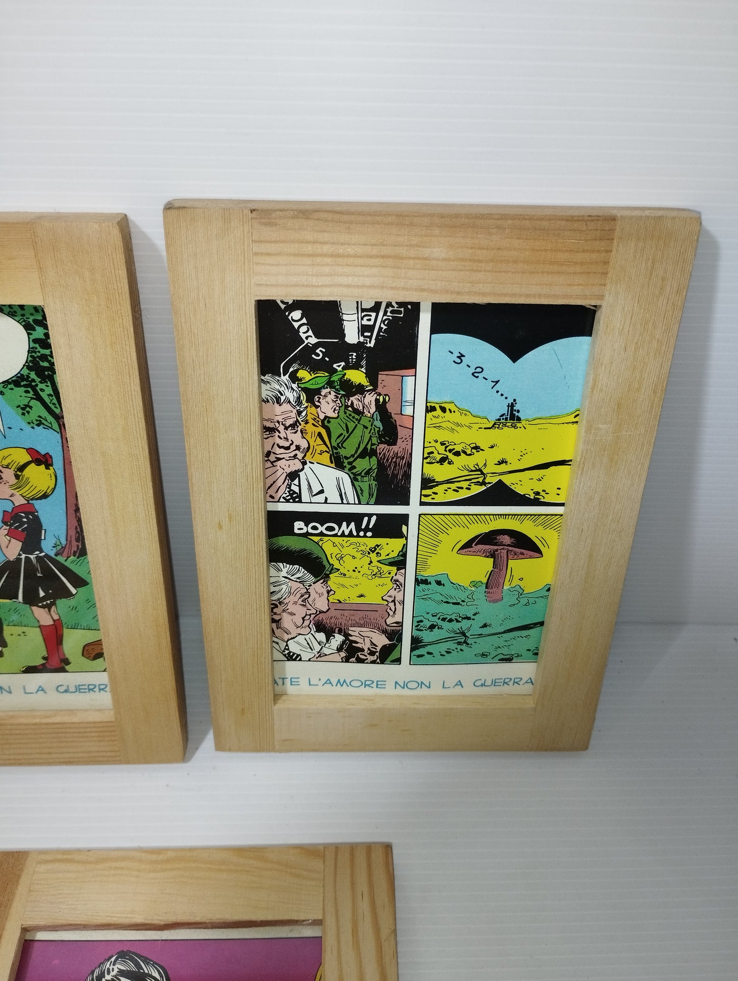 Collezione 5 Quadretti Con Cartoline Fumetto Vintage