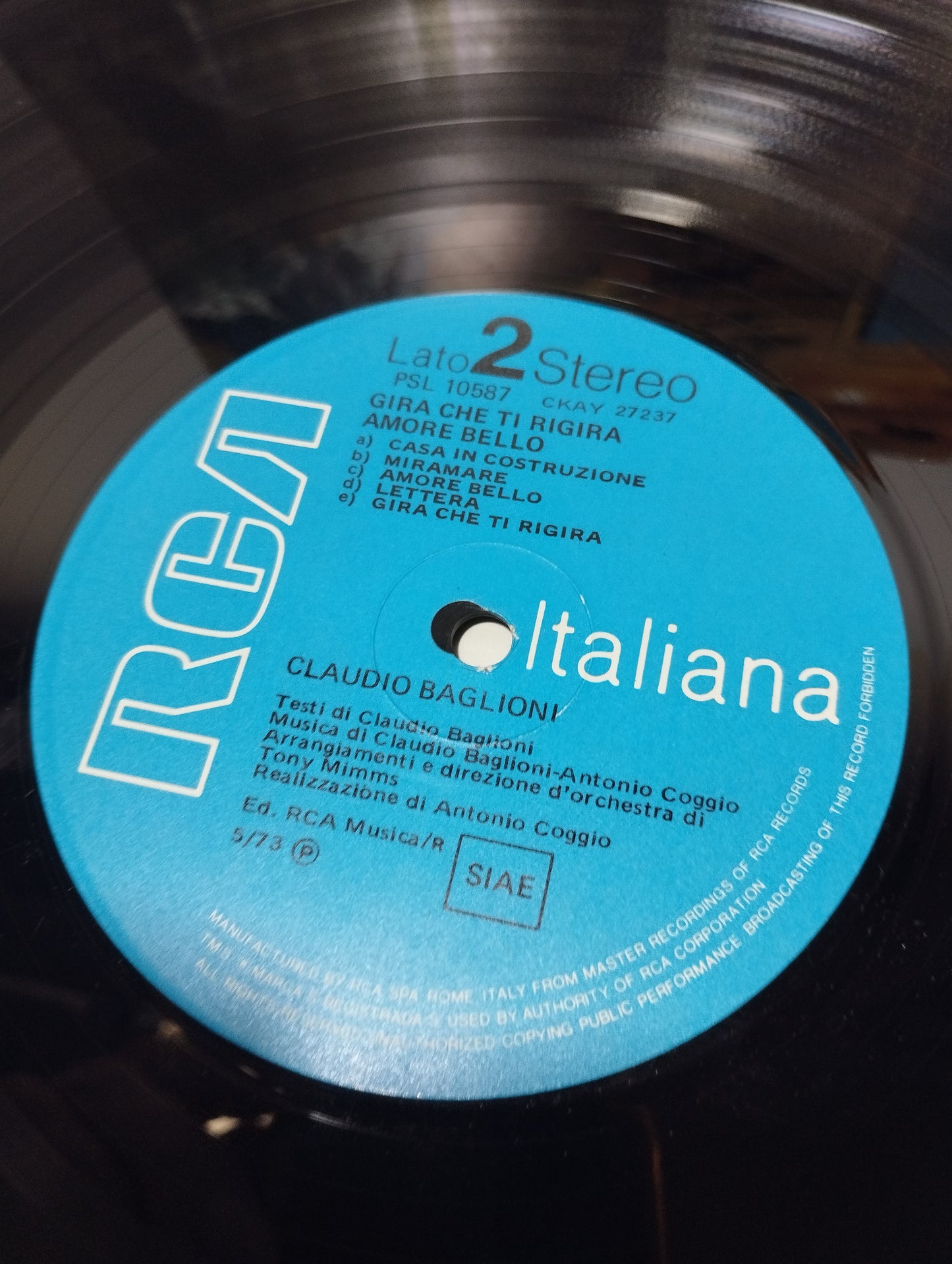 Gira Che Ti Rigira.. Claudio Baglioni LP Edito nel 1973 da RCA Cod.PSL 10587