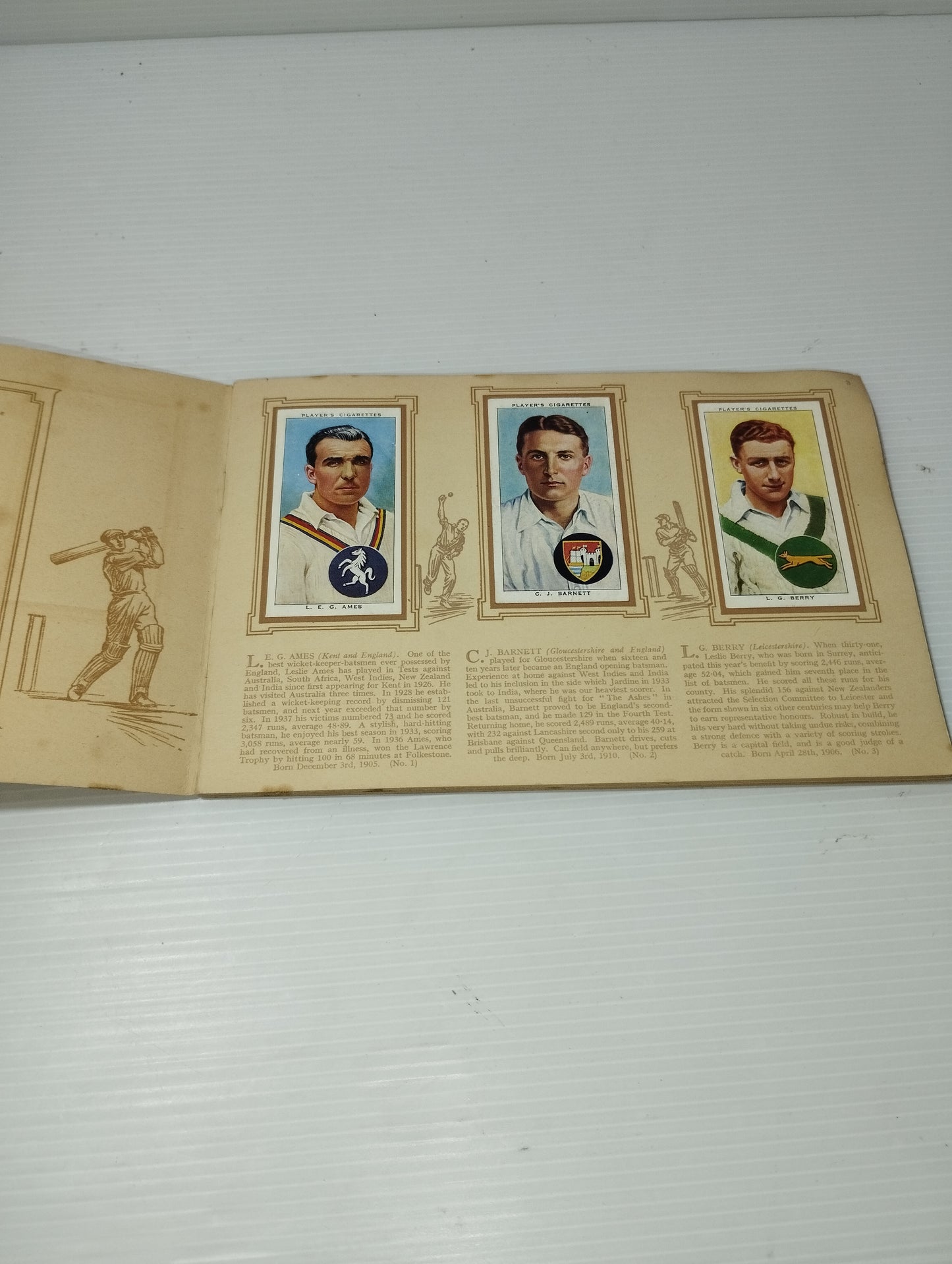 Cricketers 1938 Antico Album Figurine Prodotto da John Player &Sons Cigarettes
Great Britains