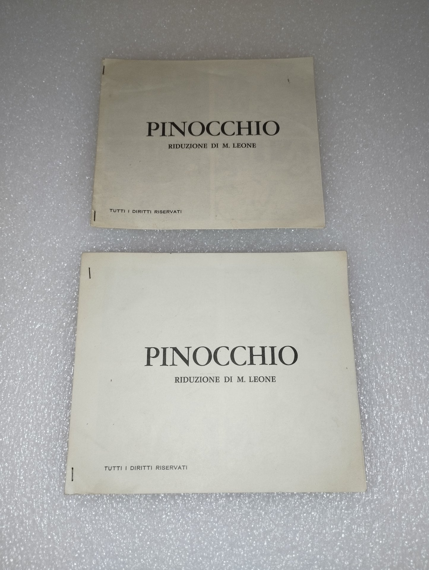 2 Libretti Pinocchio Riduzione Di M.Leone Vintage