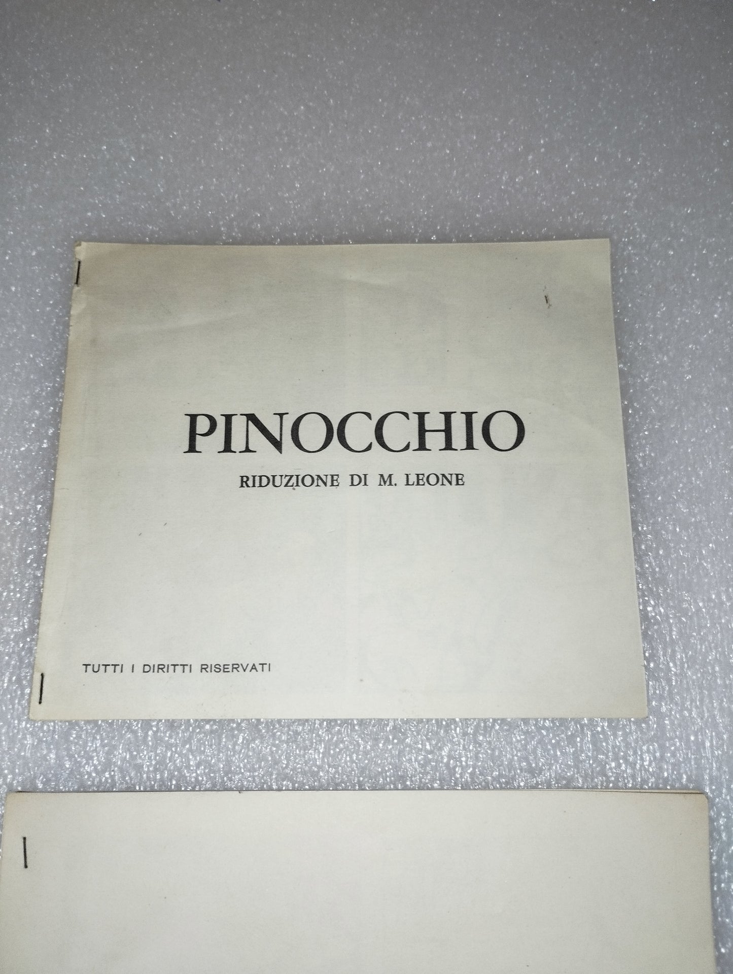 2 Libretti Pinocchio Riduzione Di M.Leone Vintage