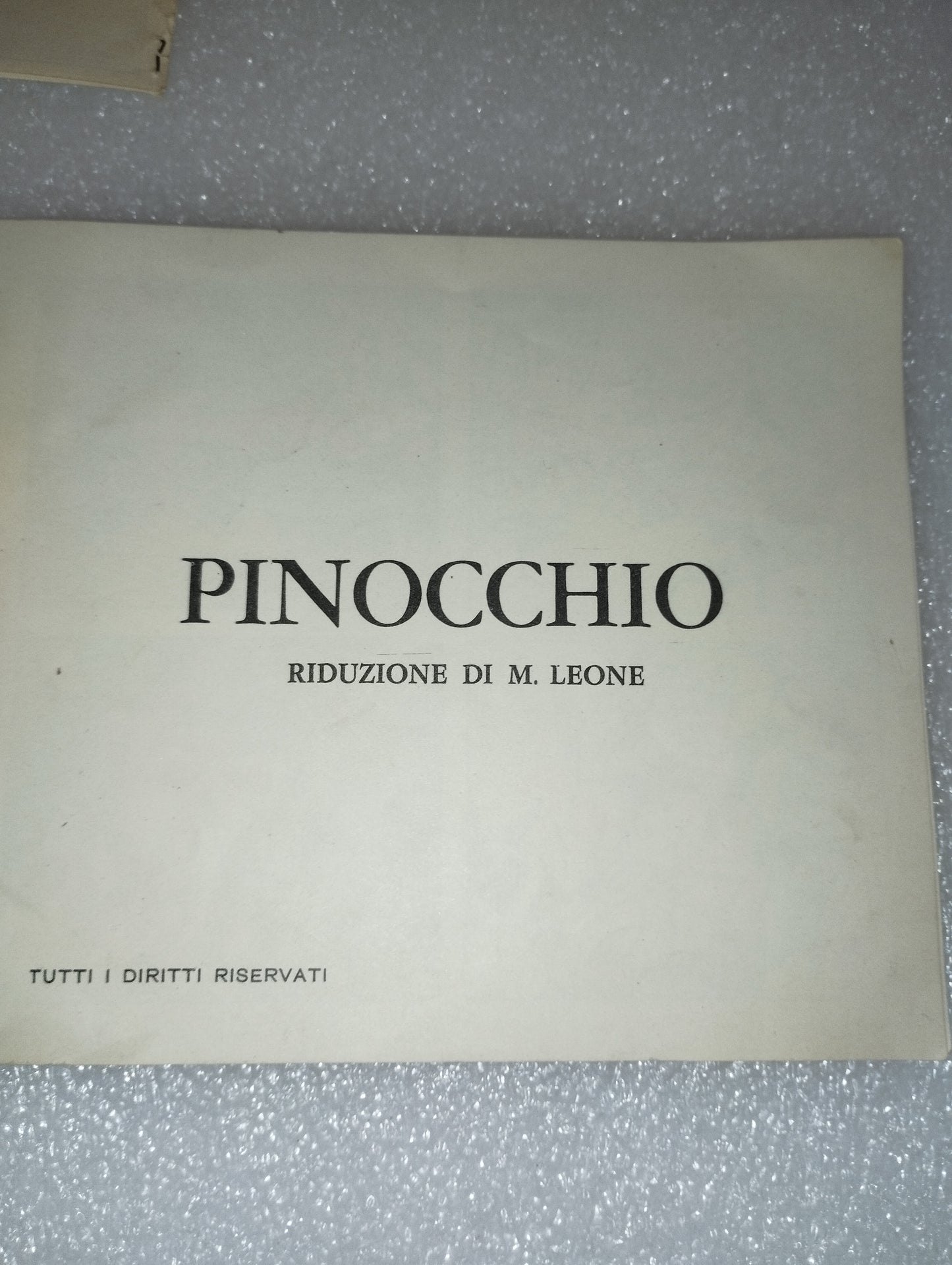 2 Libretti Pinocchio Riduzione Di M.Leone Vintage