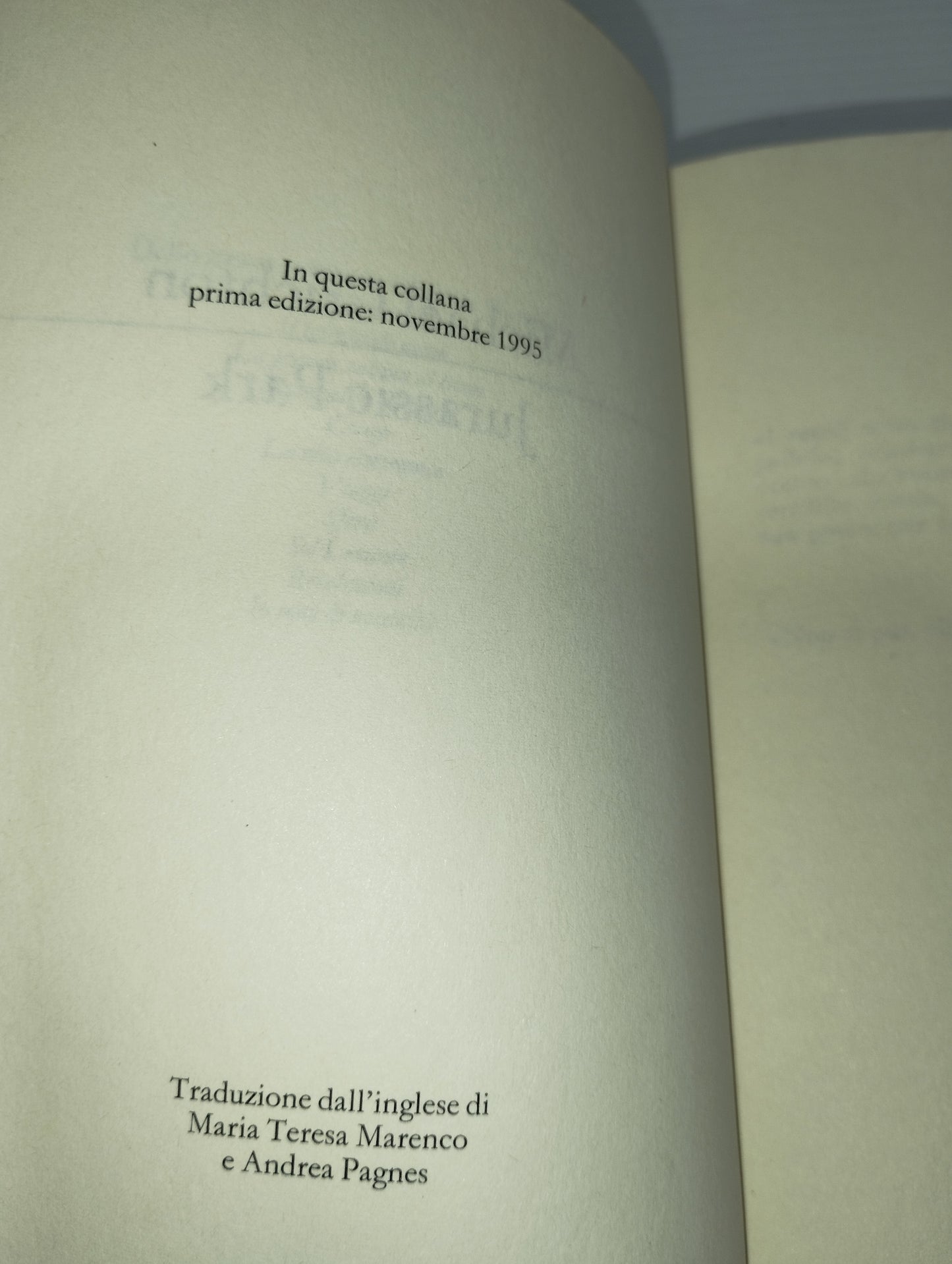 Jurassic Park M.Crichton
Garzanti Gli Elefanti
Prima Edizione Novembre 1995