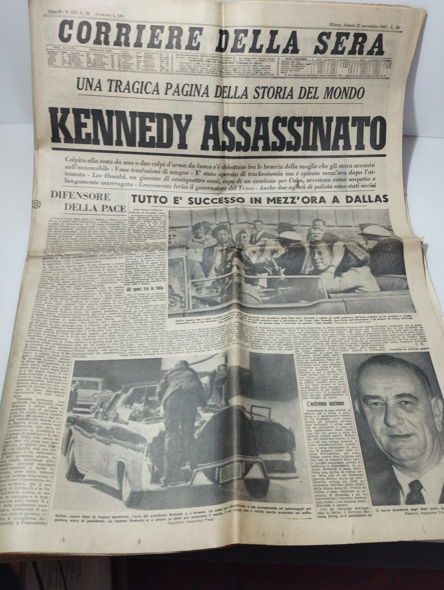 Kennedy Assassinato Corriere Della Sera 23 Novembre 1963 Originale
Completo