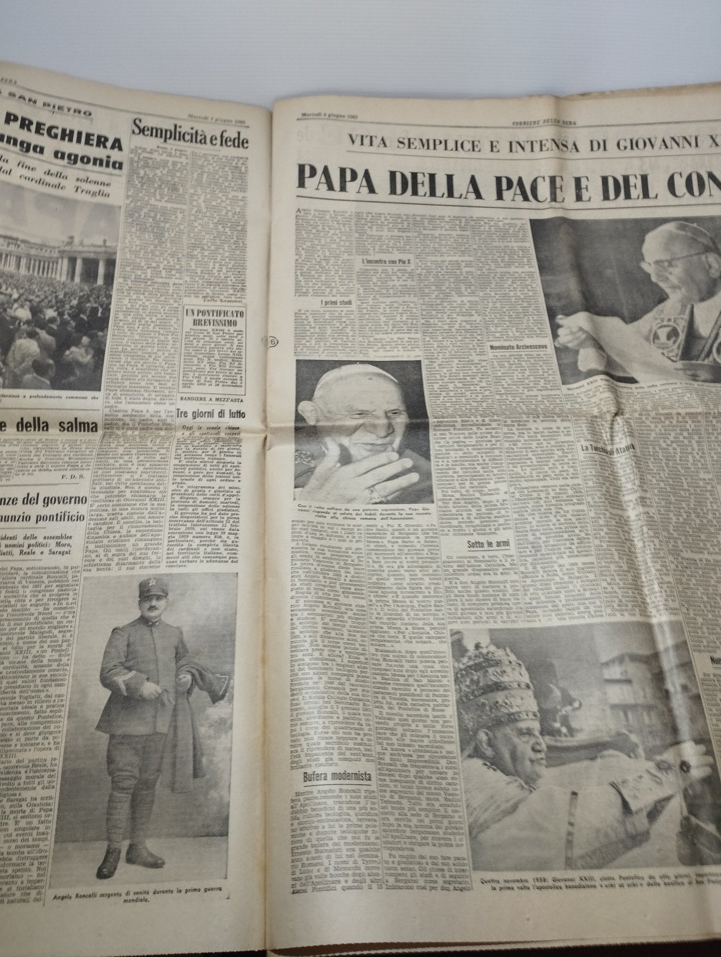 Il Papa è Morto  Giovanni XXIII
Corriere della Sera 4 giugno 1963
Copia Originale
Completa