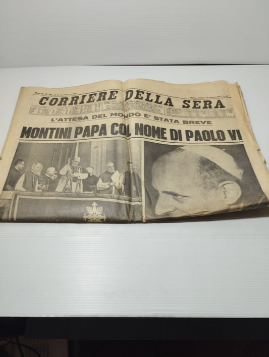 Papa Paolo VI Elezione Corriere Della Sera 22 Giugno 1963 Originale
Completo