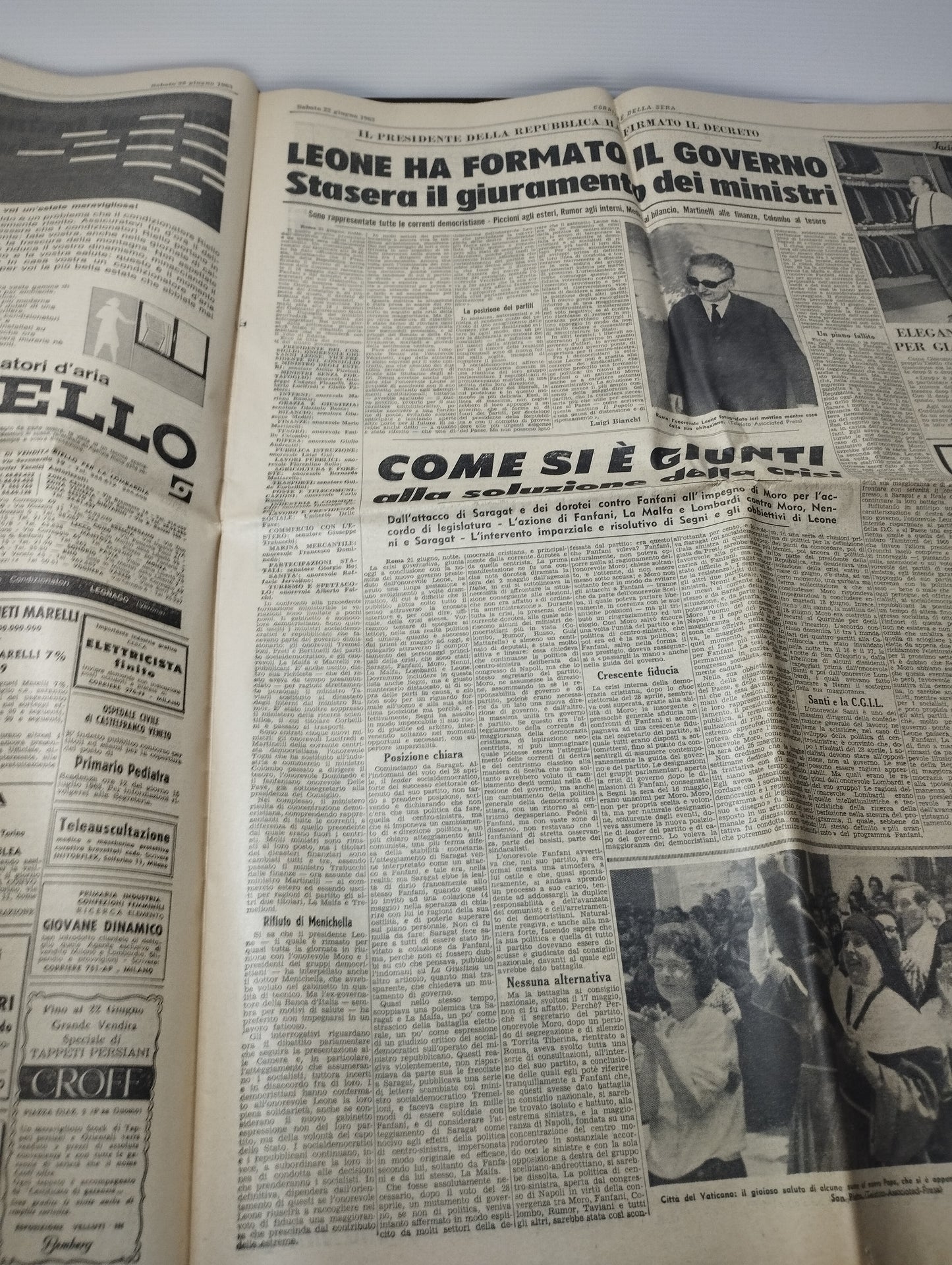 Papa Paolo VI Elezione Corriere Della Sera 22 Giugno 1963 Originale
Completo