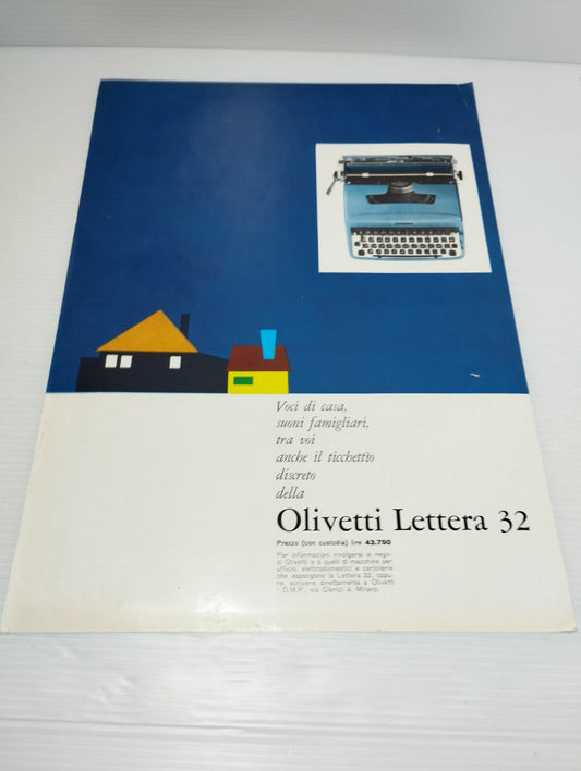 Olivetti Stampa Pubblicitaria Originale estratta da pubblicazione D'epoca e rifilata
Anni 60
Dimensioni 31,5 x 23 cm circa