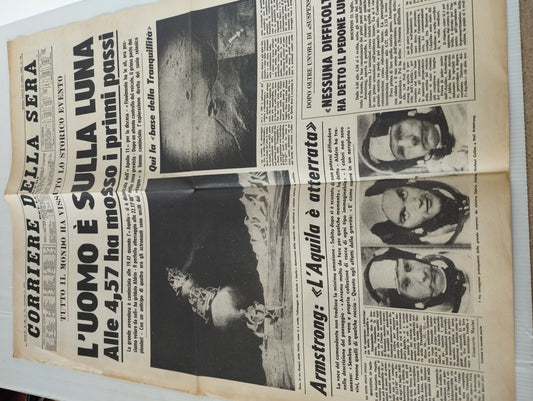 L Uomo È Sulla Luna Prima Pagina Copia Anastatica Corriere della Sera 21 luglio 1969