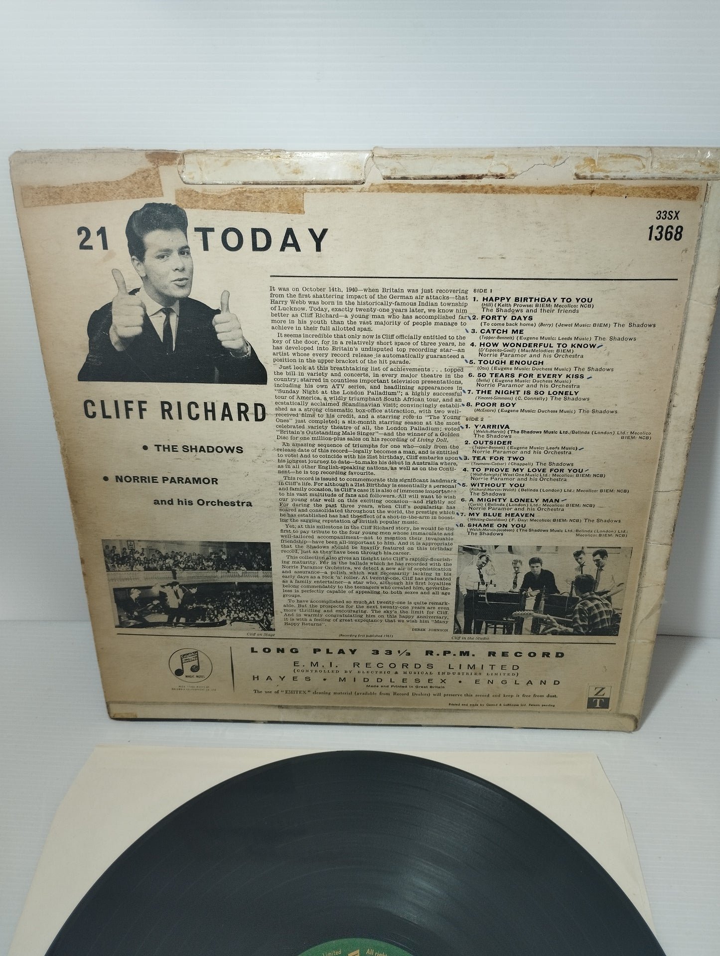 21 Today Cliff Richard LP 33 Giri
Edito da Columbia Cod.33SX 1368
MONO
Stampa inglese