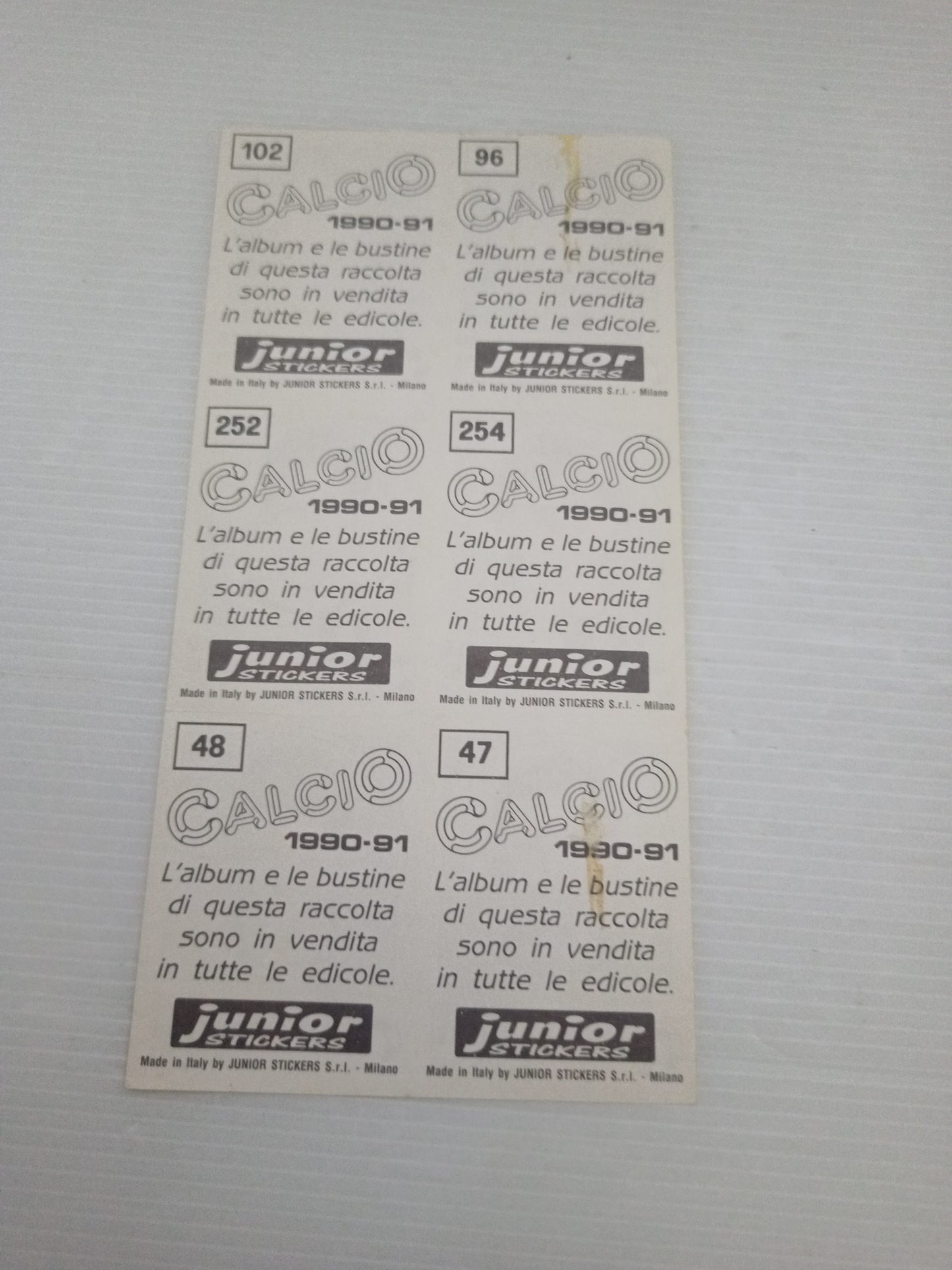 Figurine Calcio Junior Stickers
Anno 1990/91