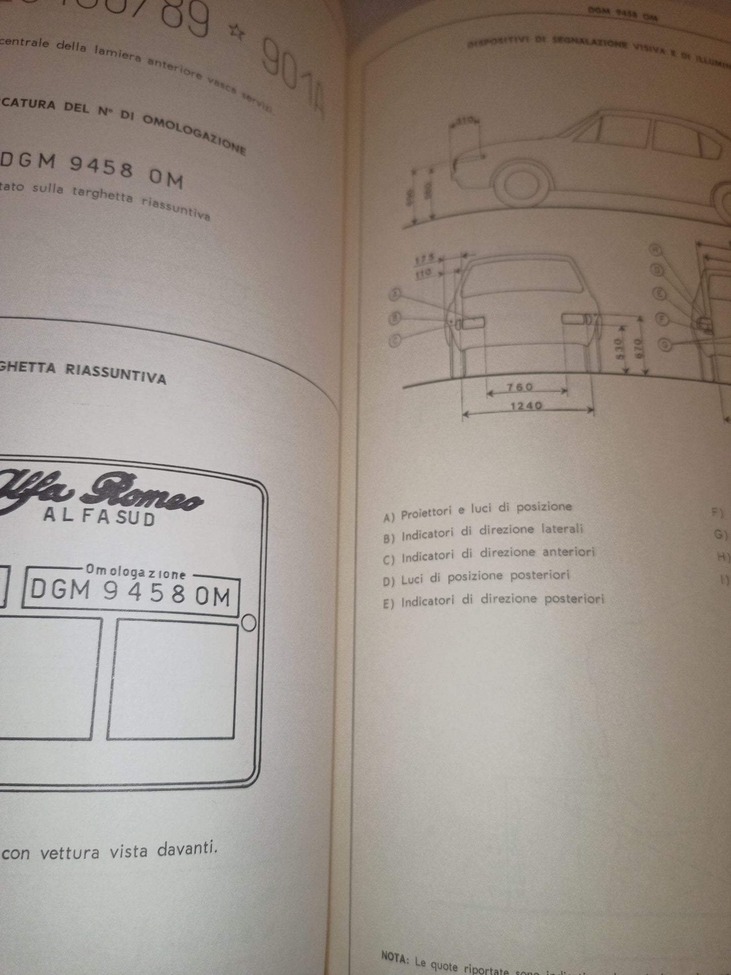 Alfa Romeo Alfasud Certificato Omologazione Anno 1971 Edizione 1972 Originale