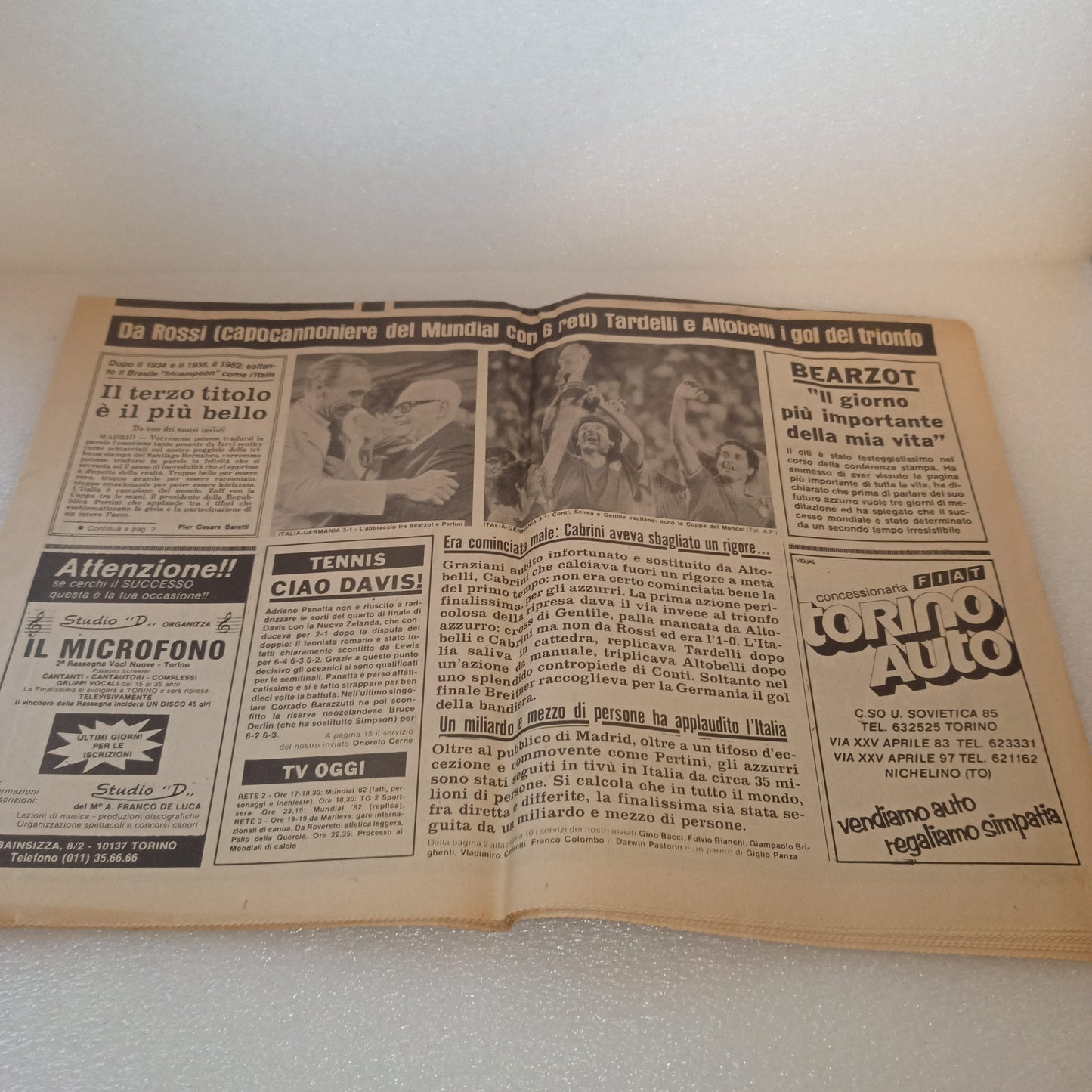 Tuttosport Grazie Campionissimi Mondiali Calcio Spagna 1982
Copia originale del Lunedì 12 luglio 1982