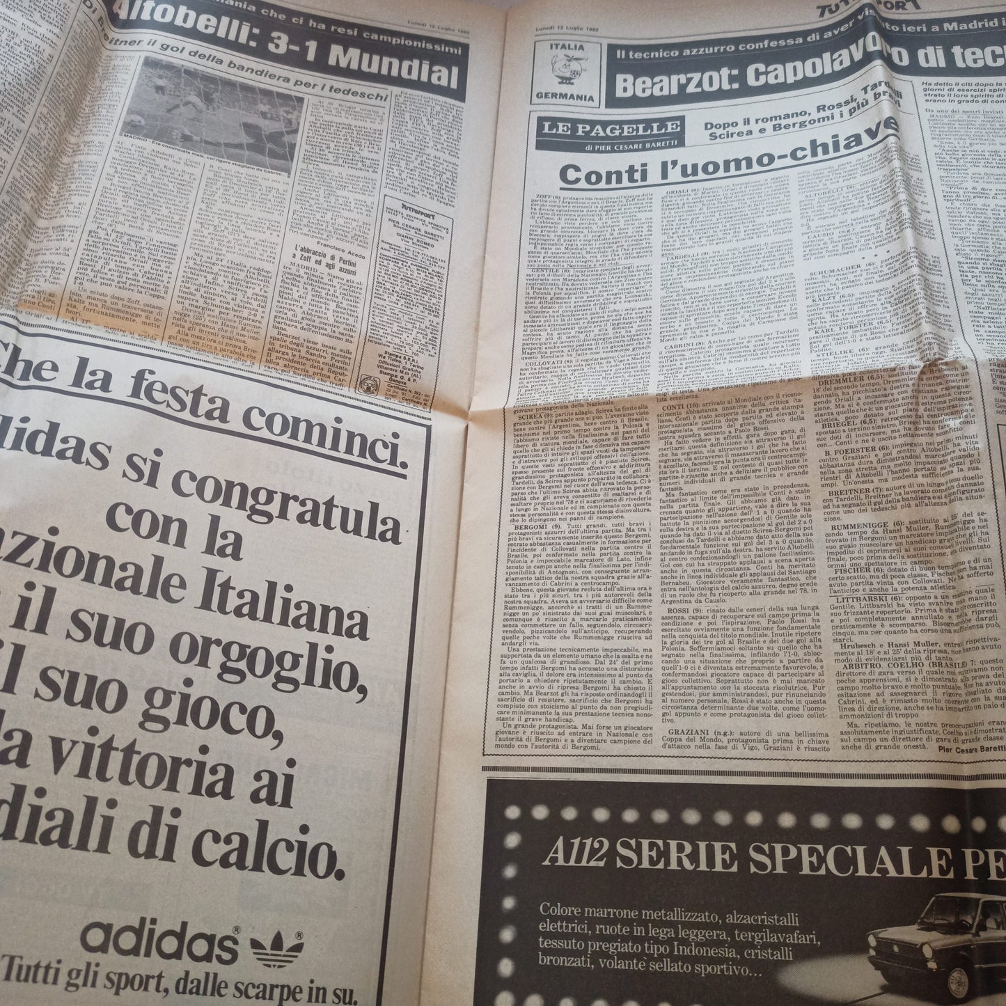 Tuttosport Grazie Campionissimi Mondiali Calcio Spagna 1982
Copia originale del Lunedì 12 luglio 1982