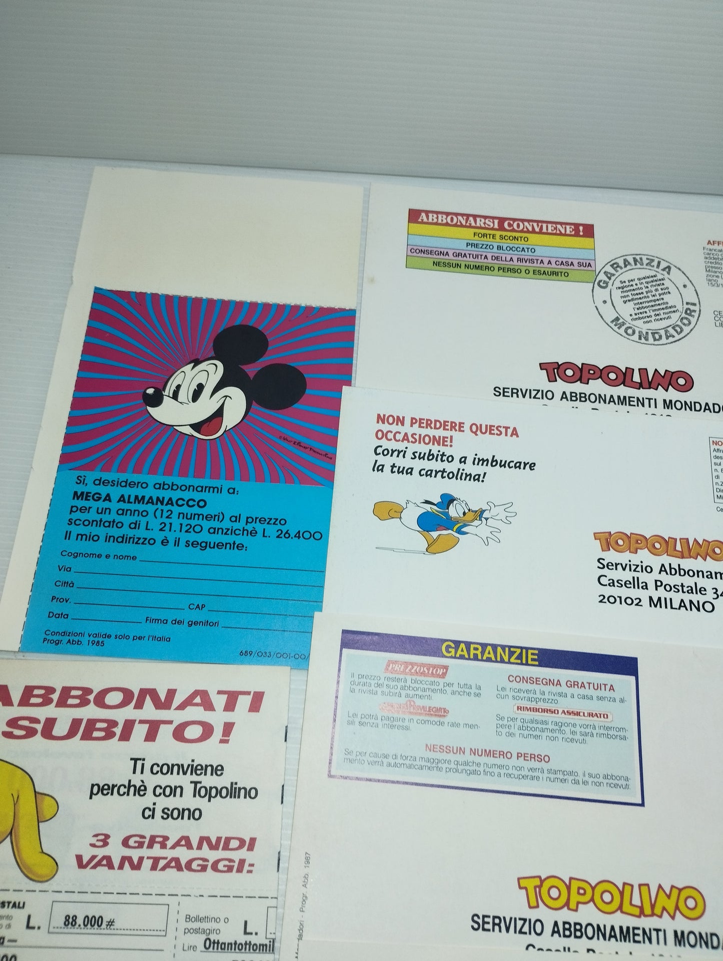 Lotto Cartoline Abbonamento Topolino Vintage