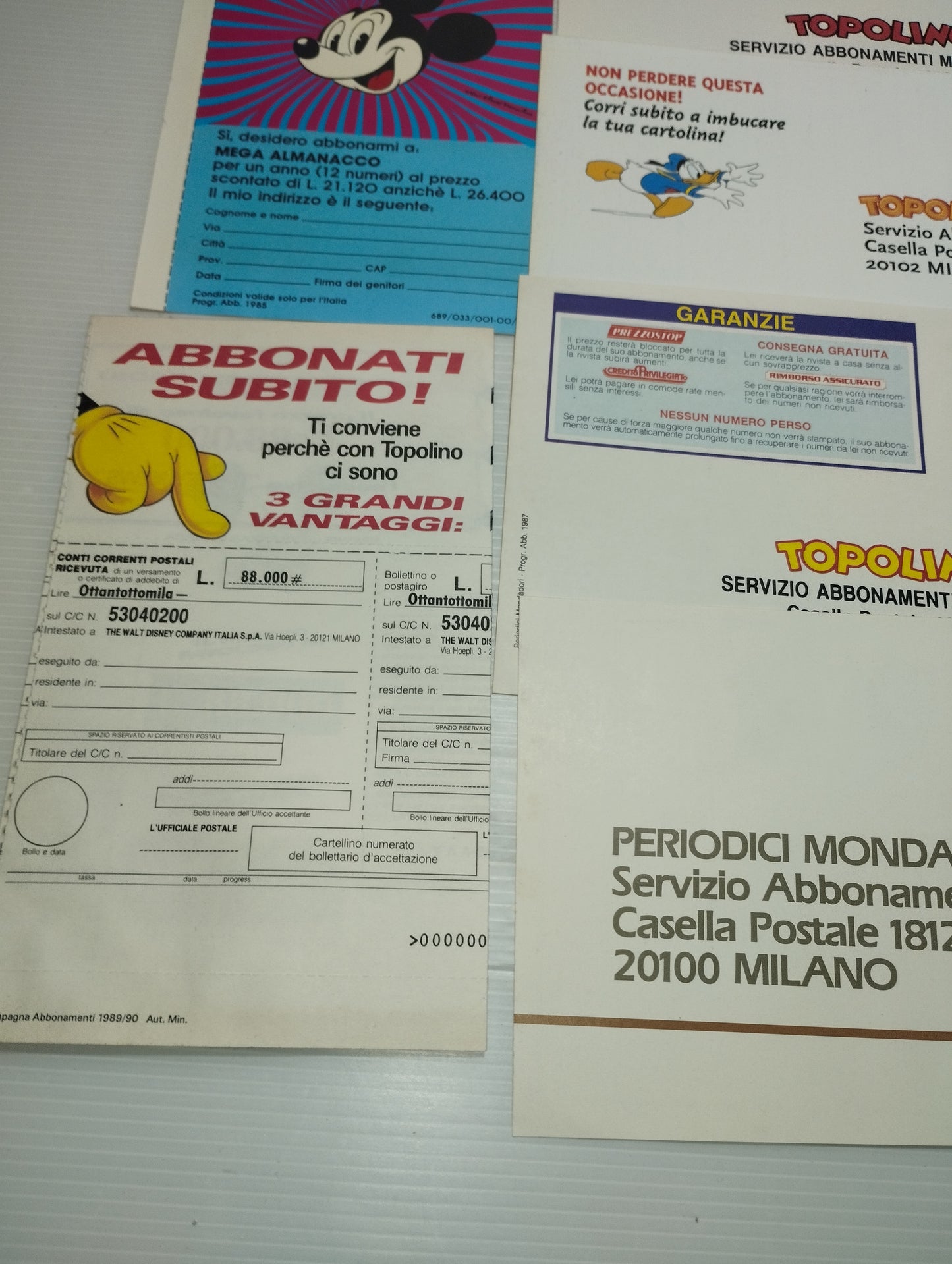 Lotto Cartoline Abbonamento Topolino Vintage