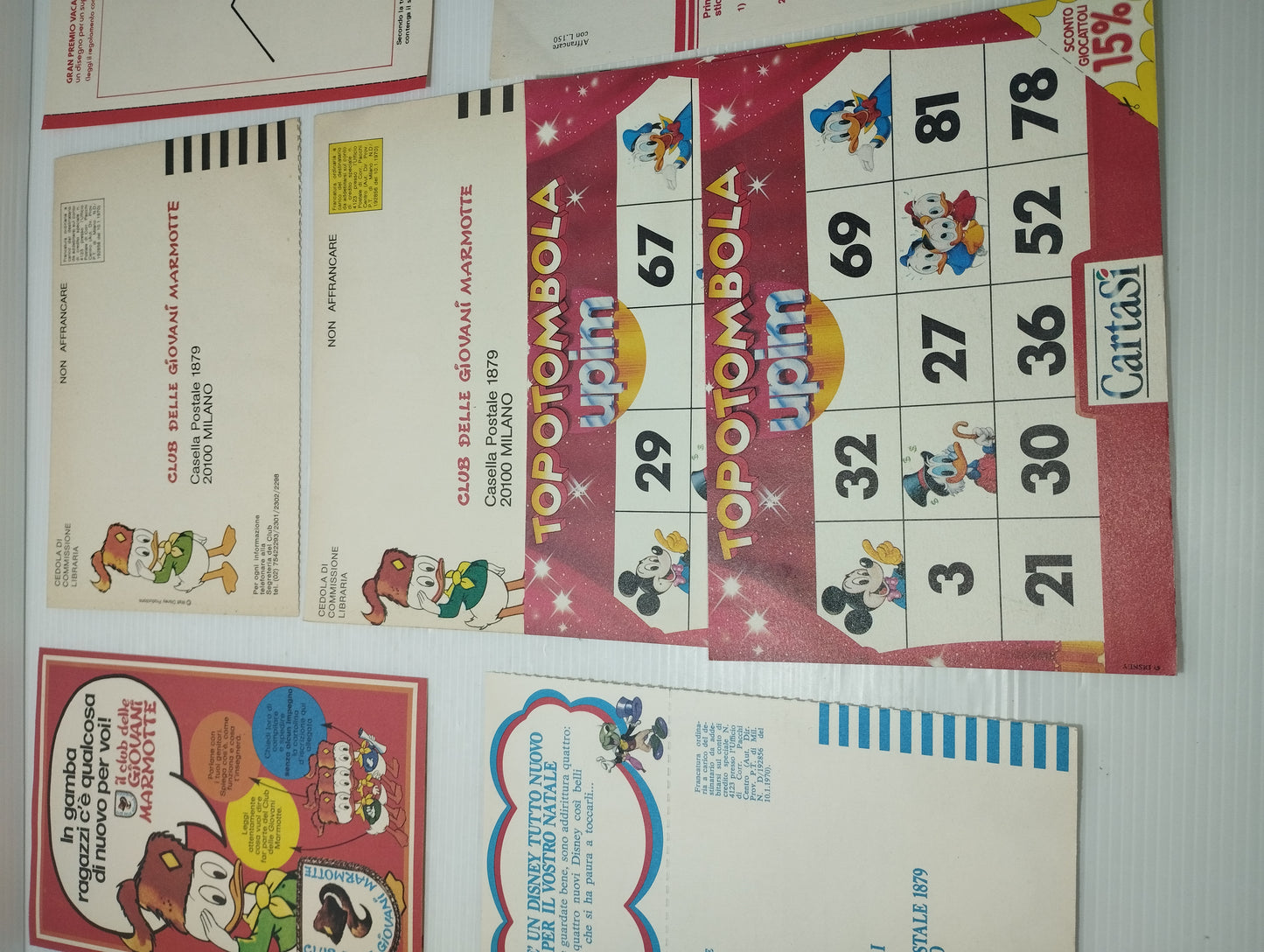 Lotto Cartoline d'iscrizione Club Giovani Marmotte e altro da Topolino Vintage