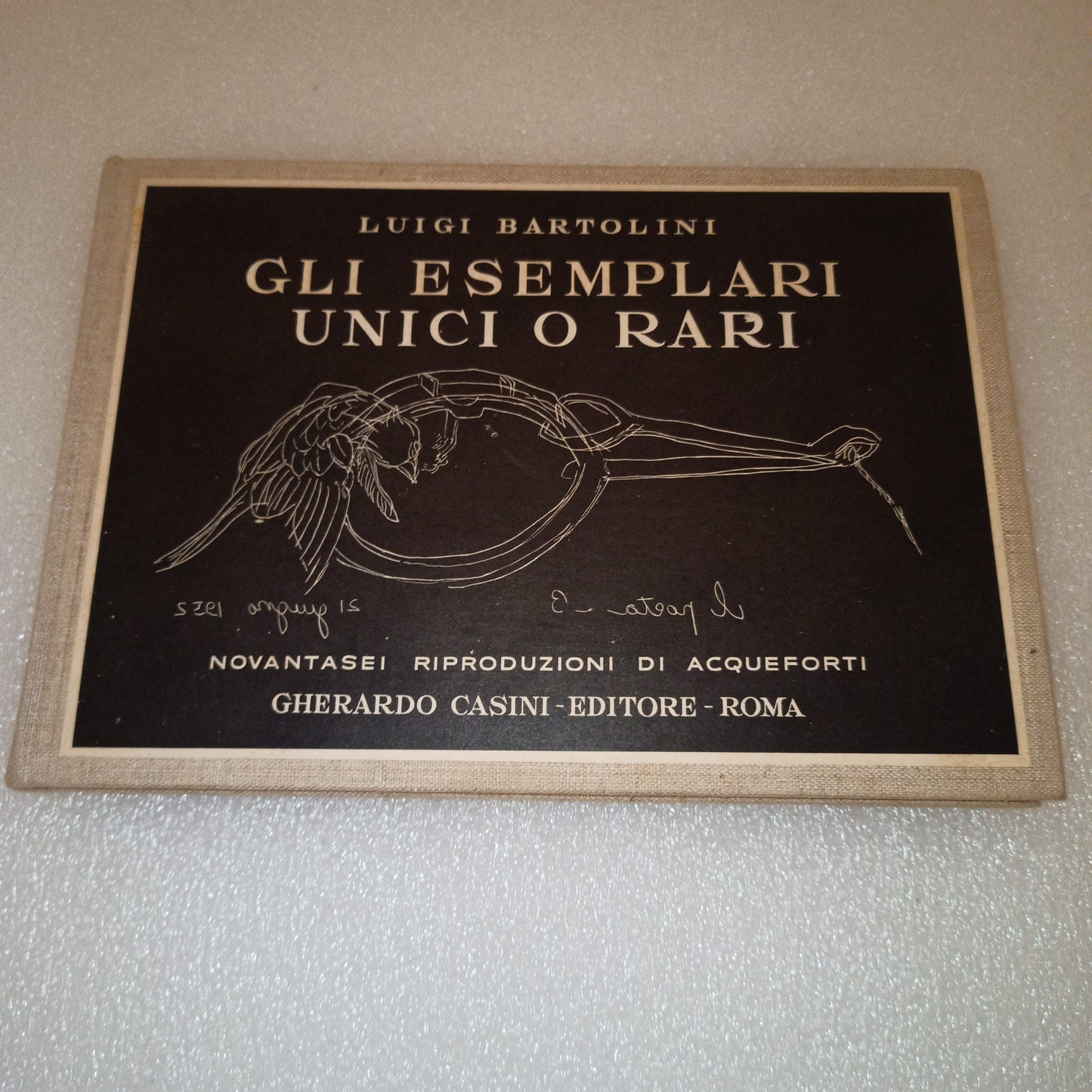 Gli Esemplari Unici o Rari Luigi Bartolini
Edito nel 1952 da Gherardo Casini Editore Roma
Novantasei riproduzioni di acquaforti