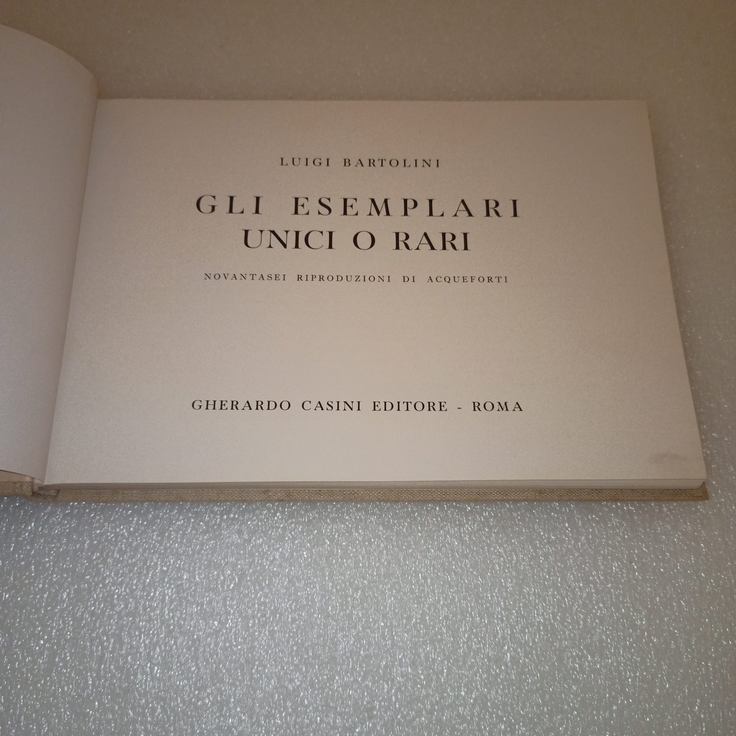 Gli Esemplari Unici o Rari Luigi Bartolini
Edito nel 1952 da Gherardo Casini Editore Roma
Novantasei riproduzioni di acquaforti