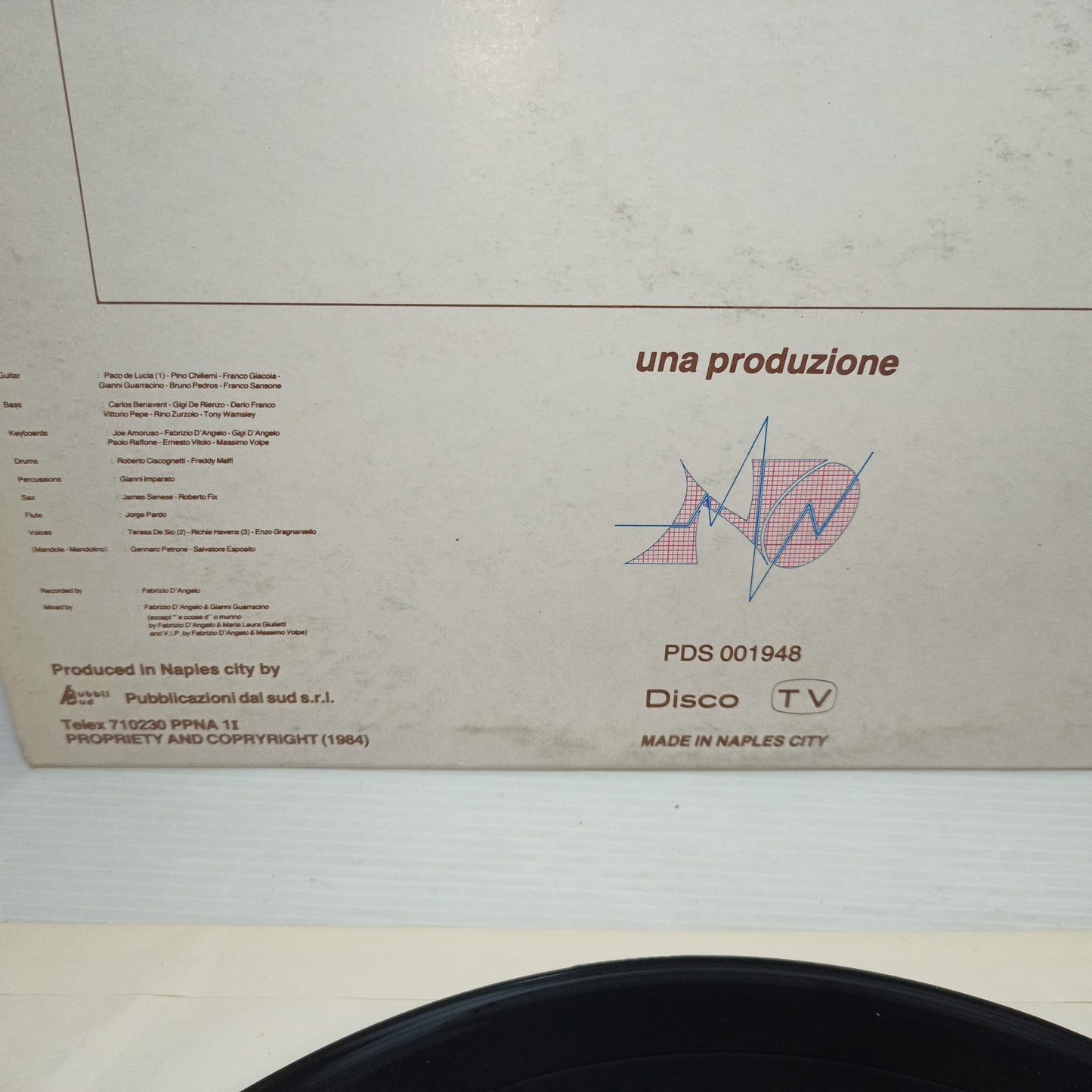 NapoliOpera Various LP 33 Giri
Edito nel 1984 da Pubblisud Cod.PDS 001948
Genere:Jazz ,rock