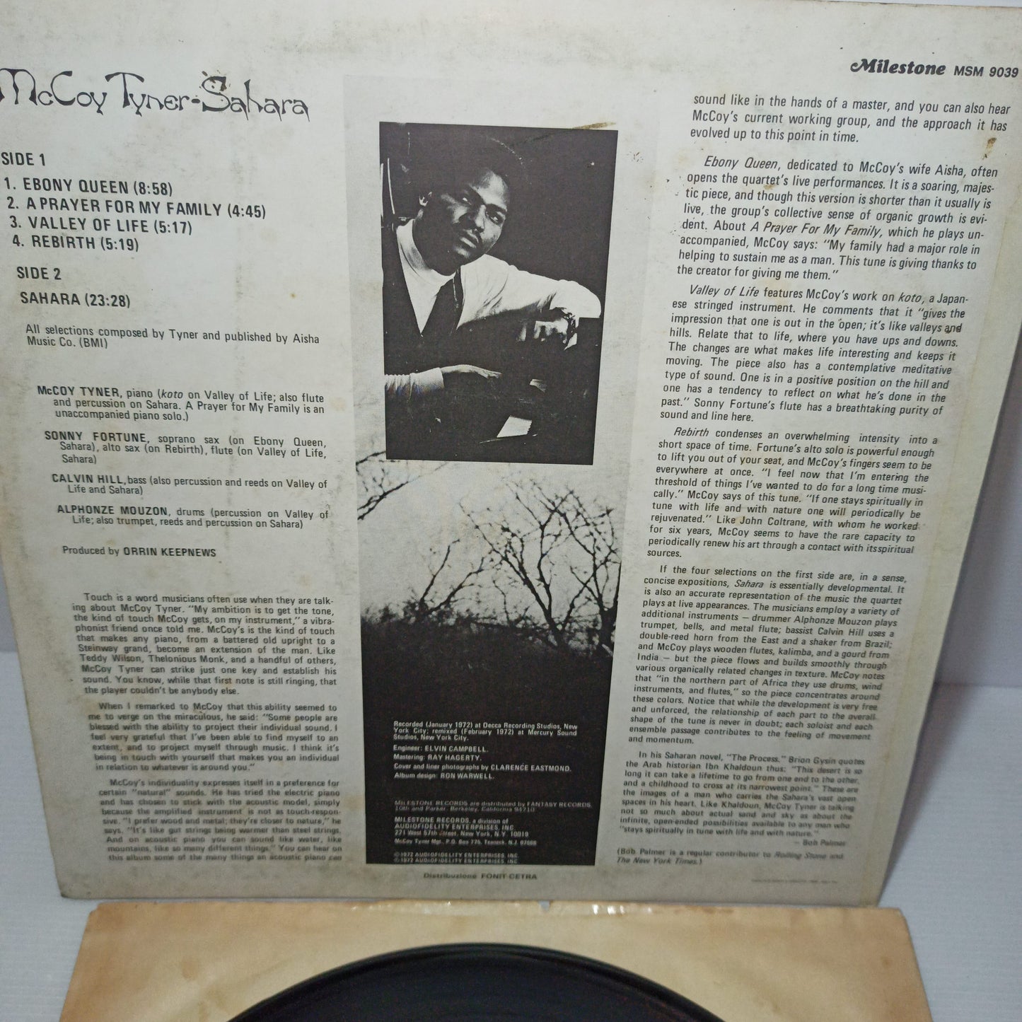 Sahara McCoy Tyner LP 33 Giri
Edito nel 1975 da Milestone Cod.MSM 9039
Genere : Jazz