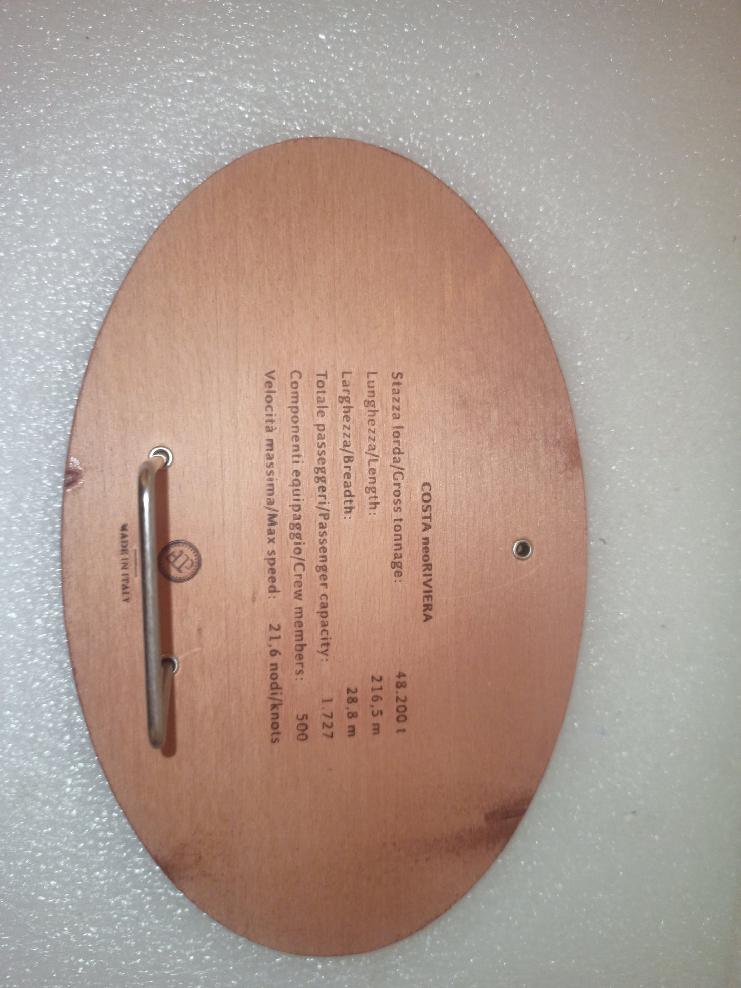 Targa Costa Neo Riviera Costa Club In Metallo e Legno