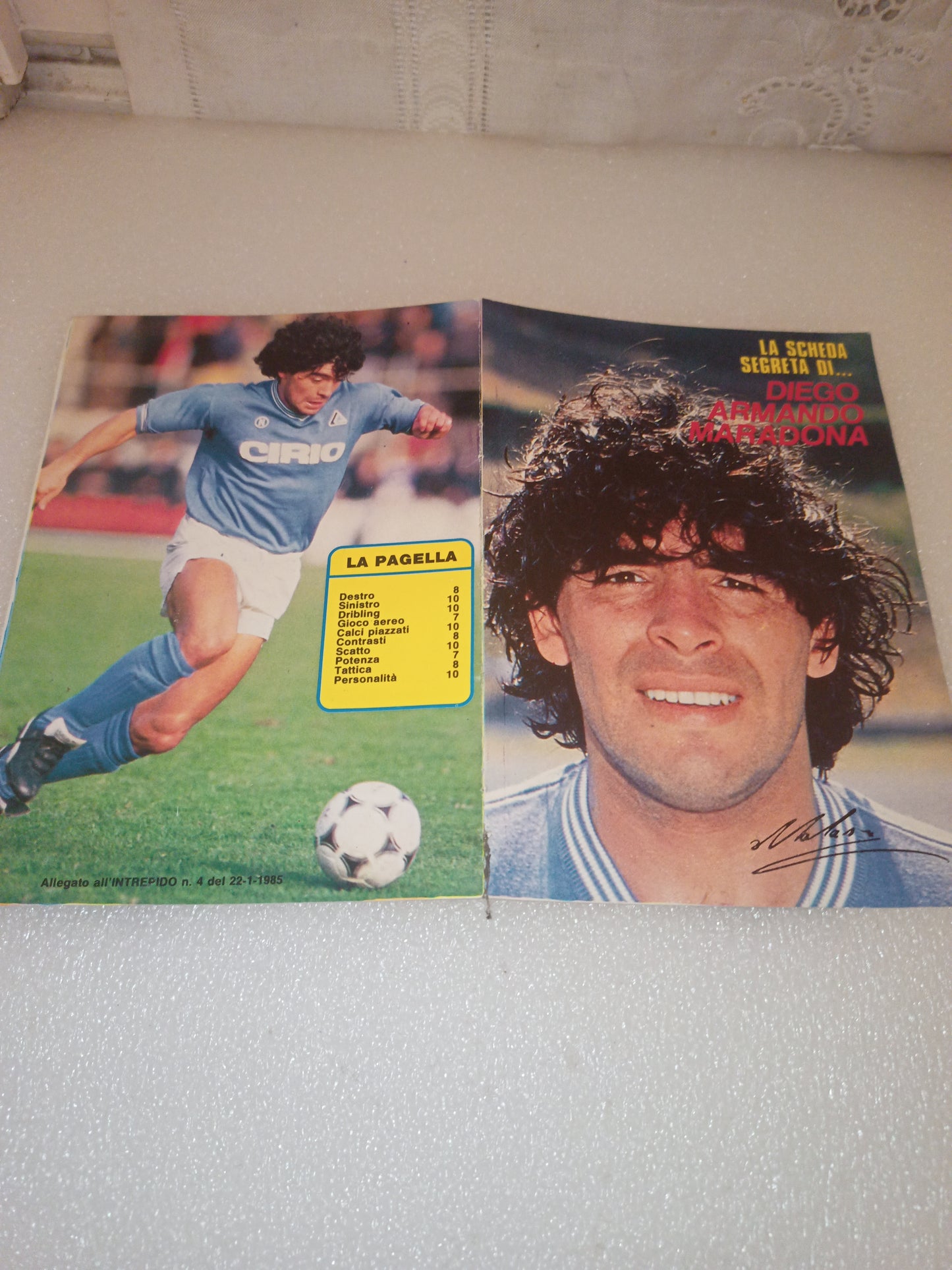 Diego Armando Maradona La Scheda Segreta
Allegata all'Intrepido n.4 del 22-1-1985