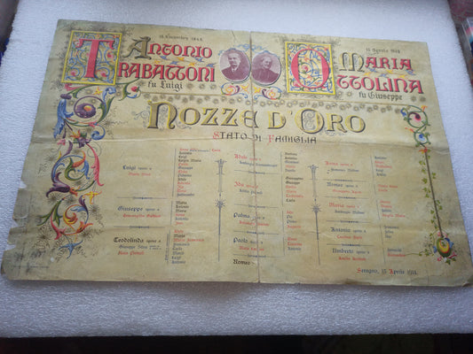Antico Attestato Nozze D'oro