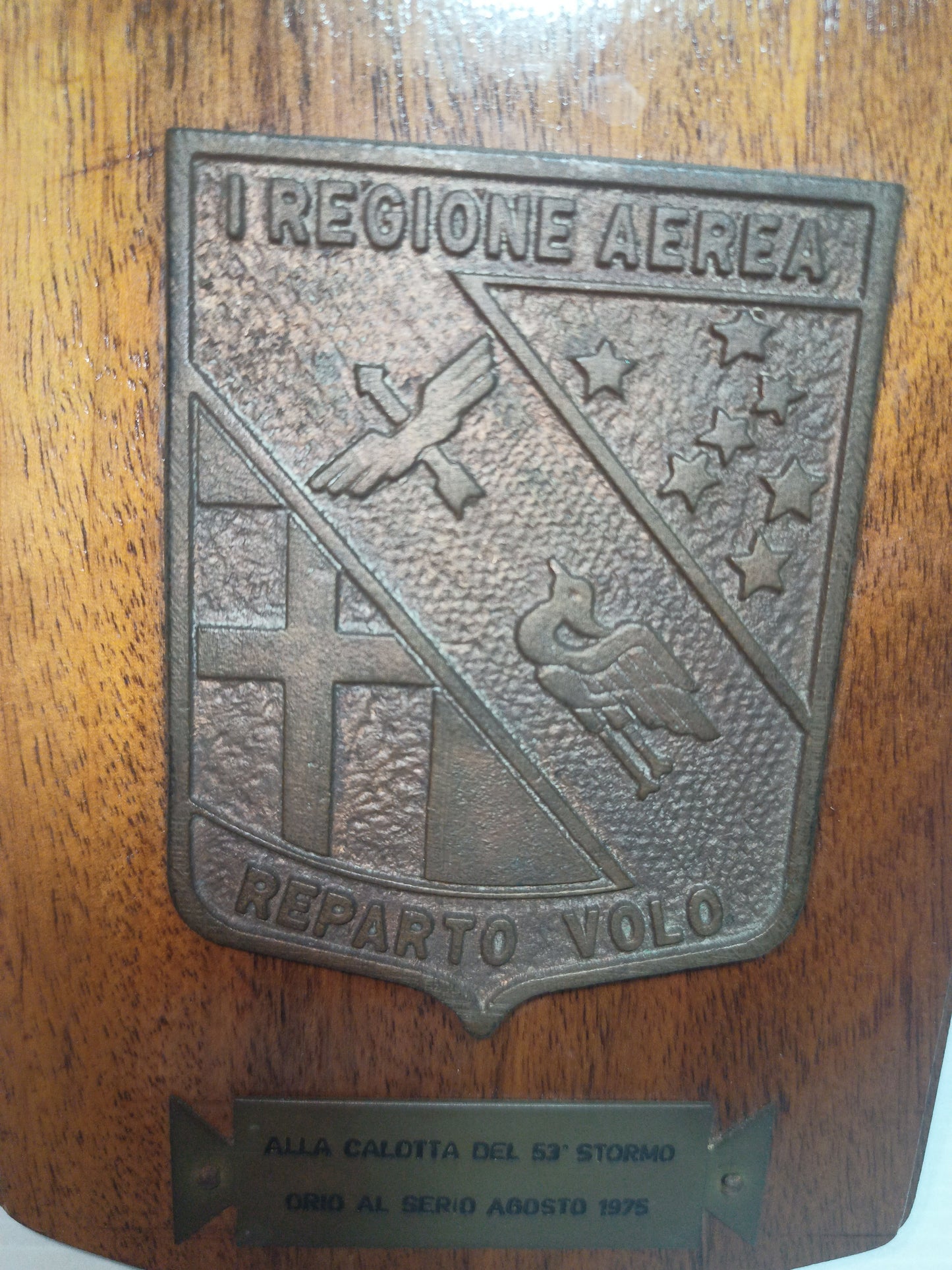 Targa I° Regione Aerea Reparto Volo
In Legno e Bronzo vintage