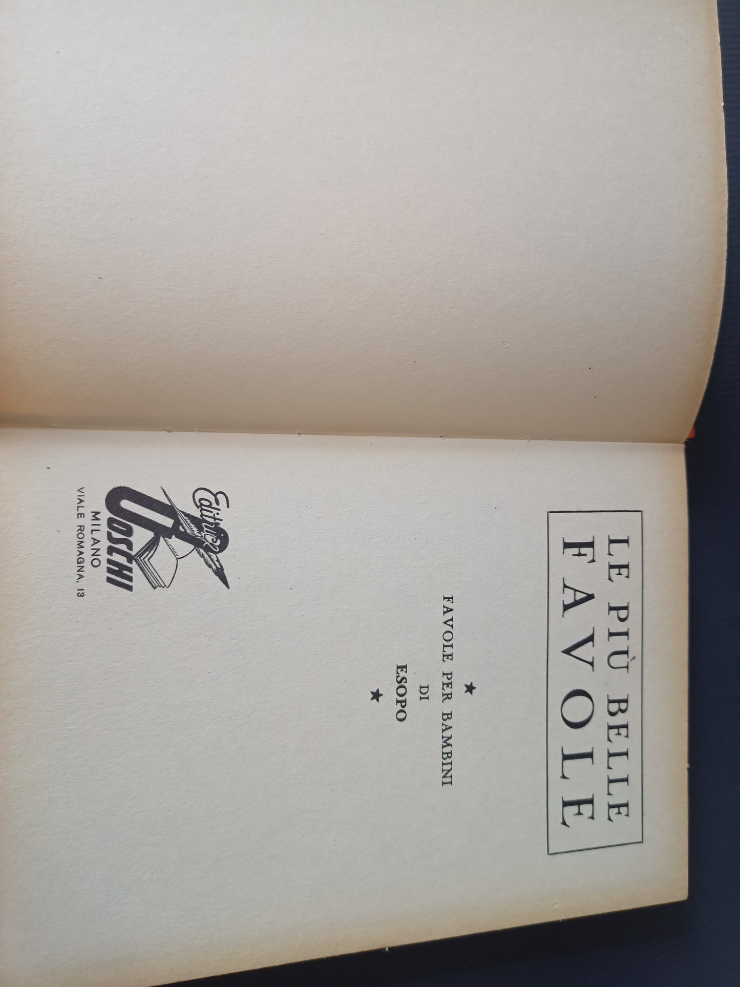 Book The Most Beautiful Fables of Aesop, Editrice Boschi 1955