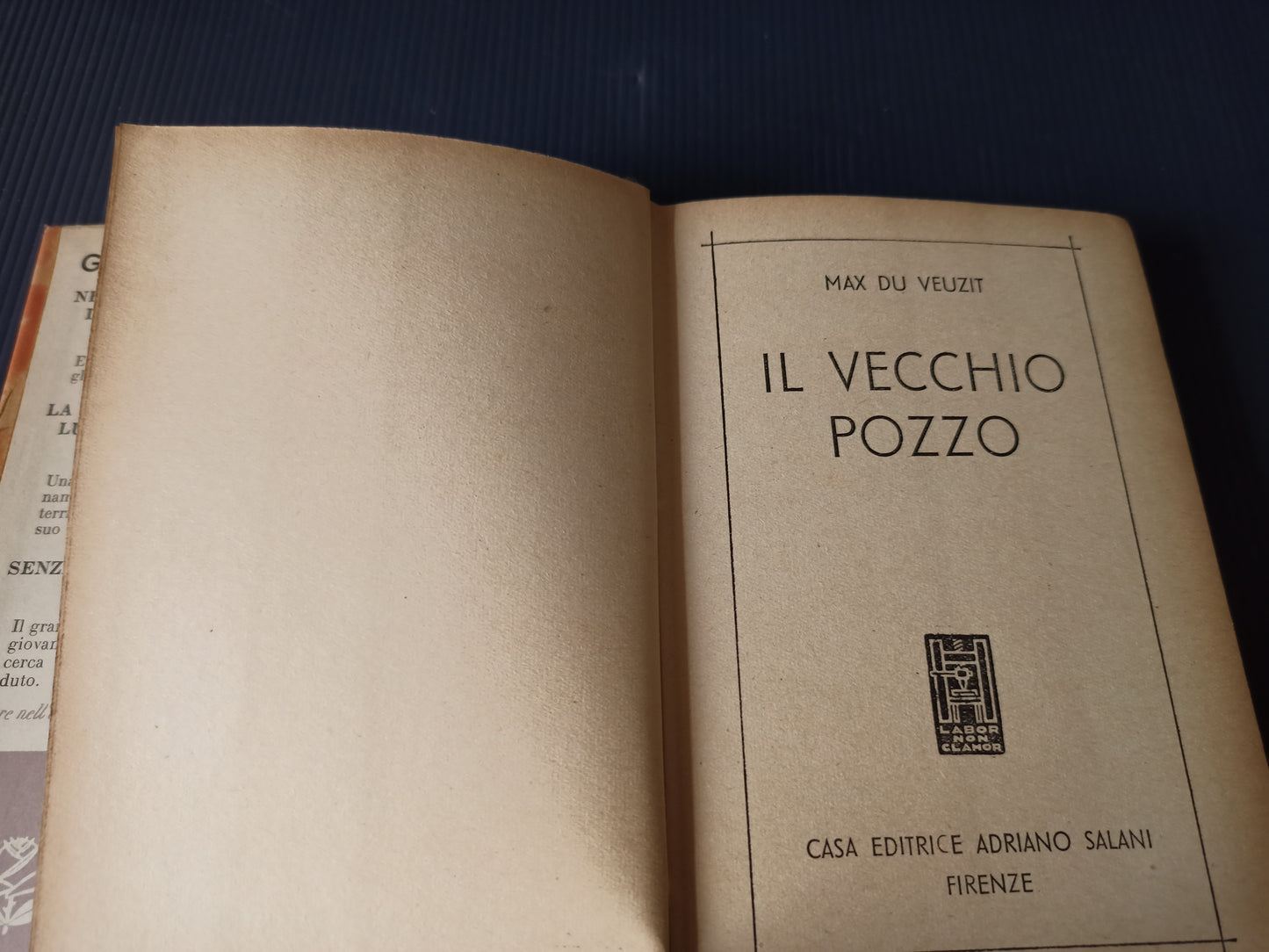 Book Il Vecchio Pozzo, M. Du Veuzit original 1940s-50s