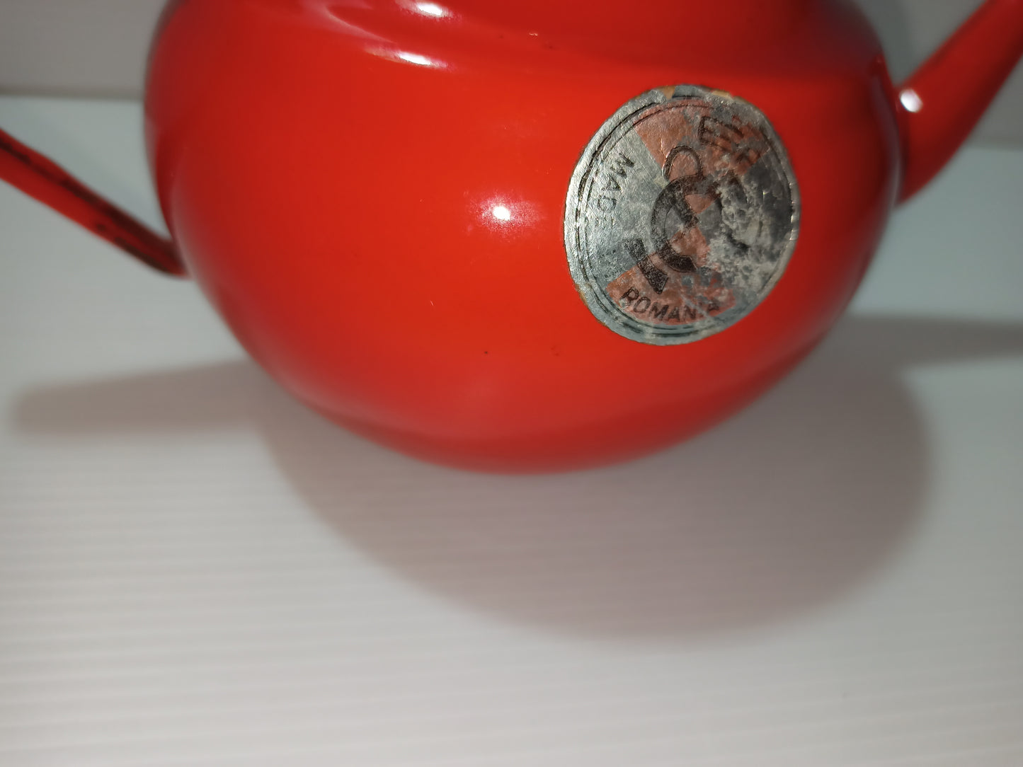 Enamelled metal teapot, Made in Romania, 1970s