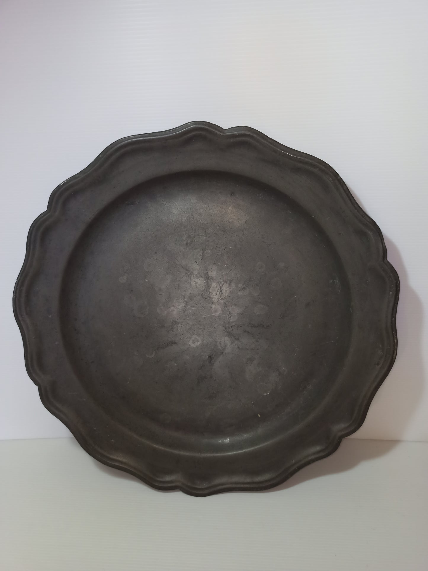 Antique large pewter plate, late 19th century