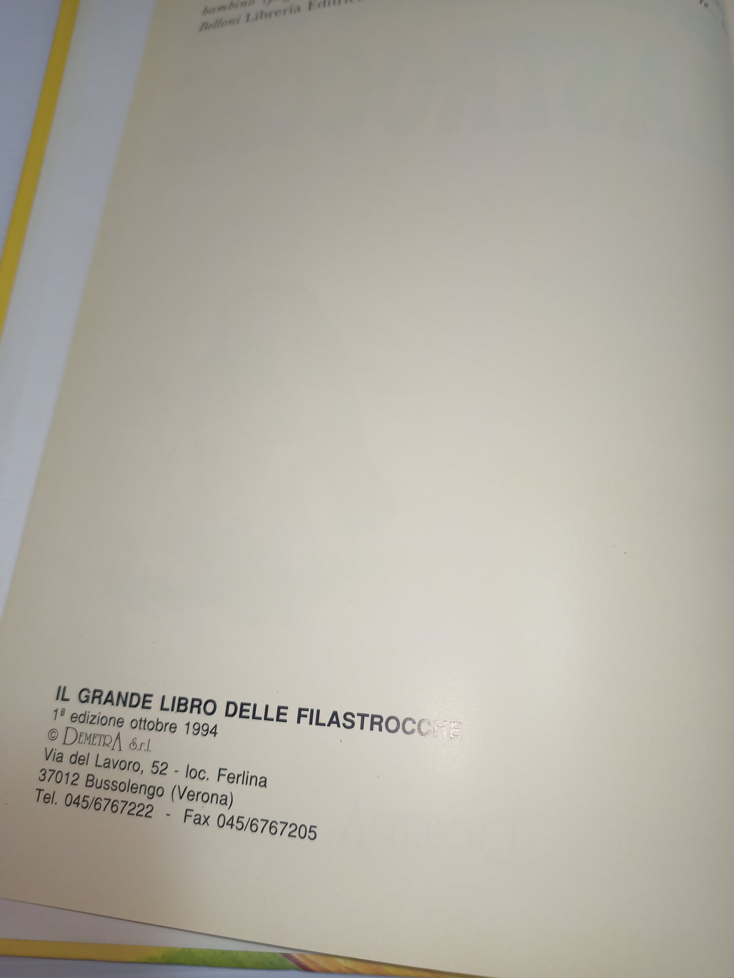 Il Grande Libro Delle Filastrocche, Demetra 1994