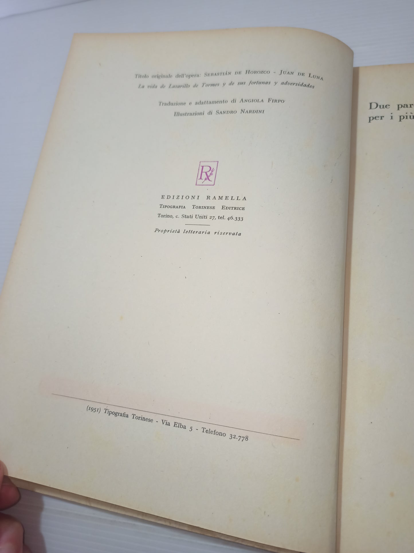 Libro Lazzarino Di Tormes di S. De Horozco, Edizioni Ramella 1951