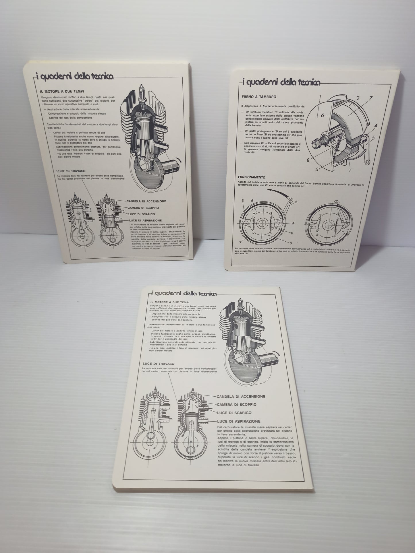 Tre quaderni piccoli ciclomotori Benelli, anni 70