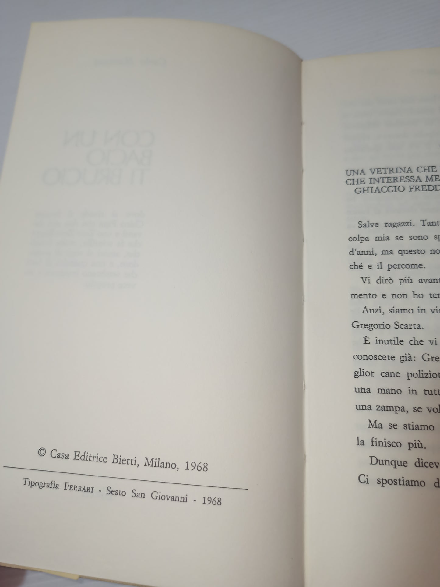 Libro Con Un Bacio Ti Brucio, Carlo Manzoni 1968