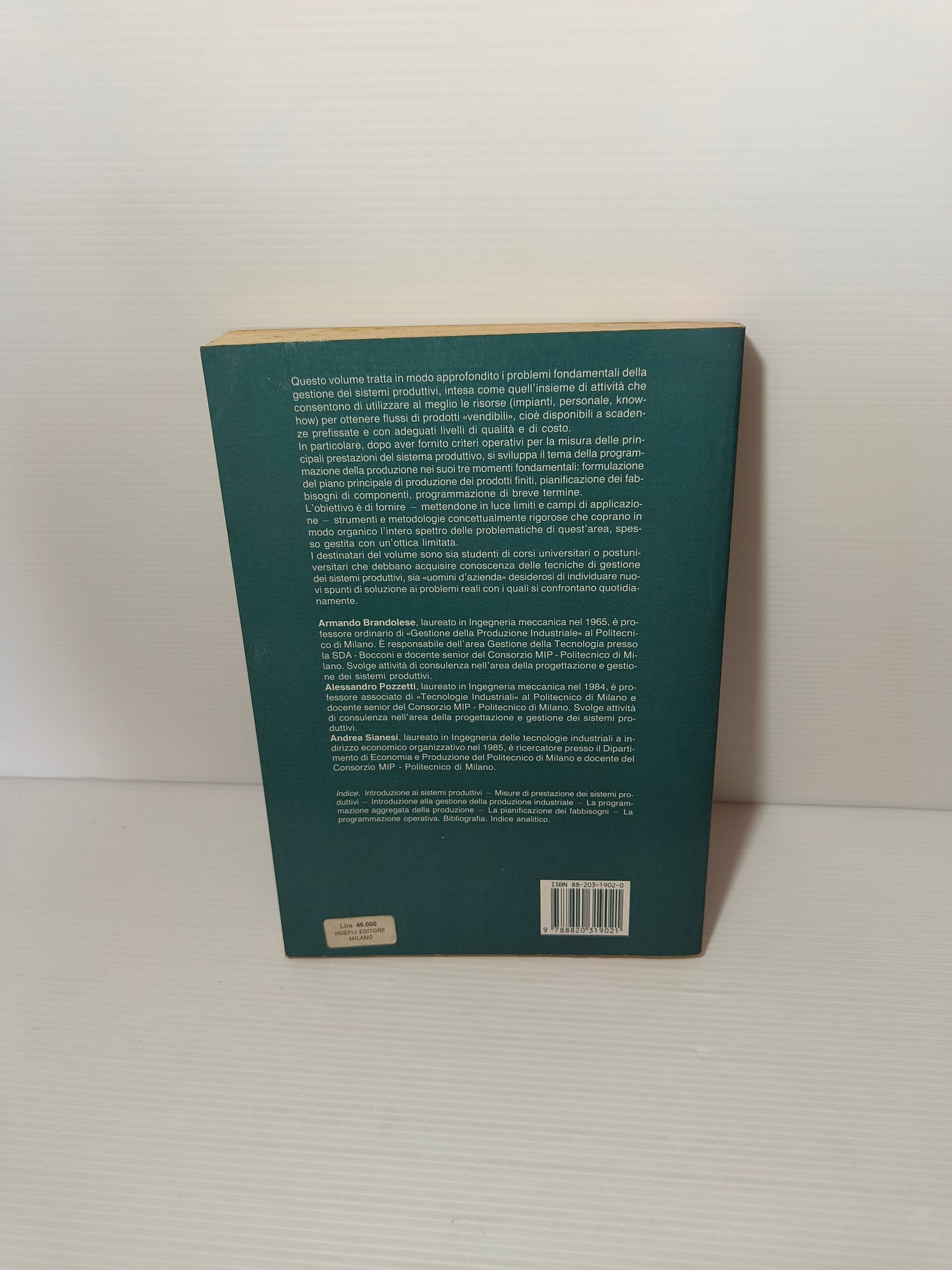 Libro Gestione Della Produzione Industriale, principi, metodologie, applicazioni e misure di prestazione, Hoepli 1991