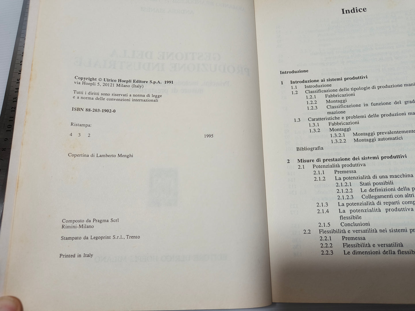 Libro Gestione Della Produzione Industriale, principi, metodologie, applicazioni e misure di prestazione, Hoepli 1991