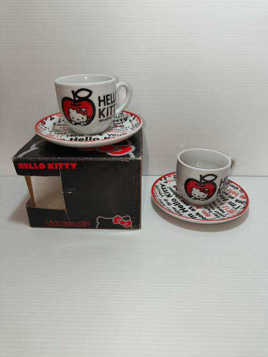 Due Tazzine da caffè con piattino Hello Kitty Sanrio Tognana