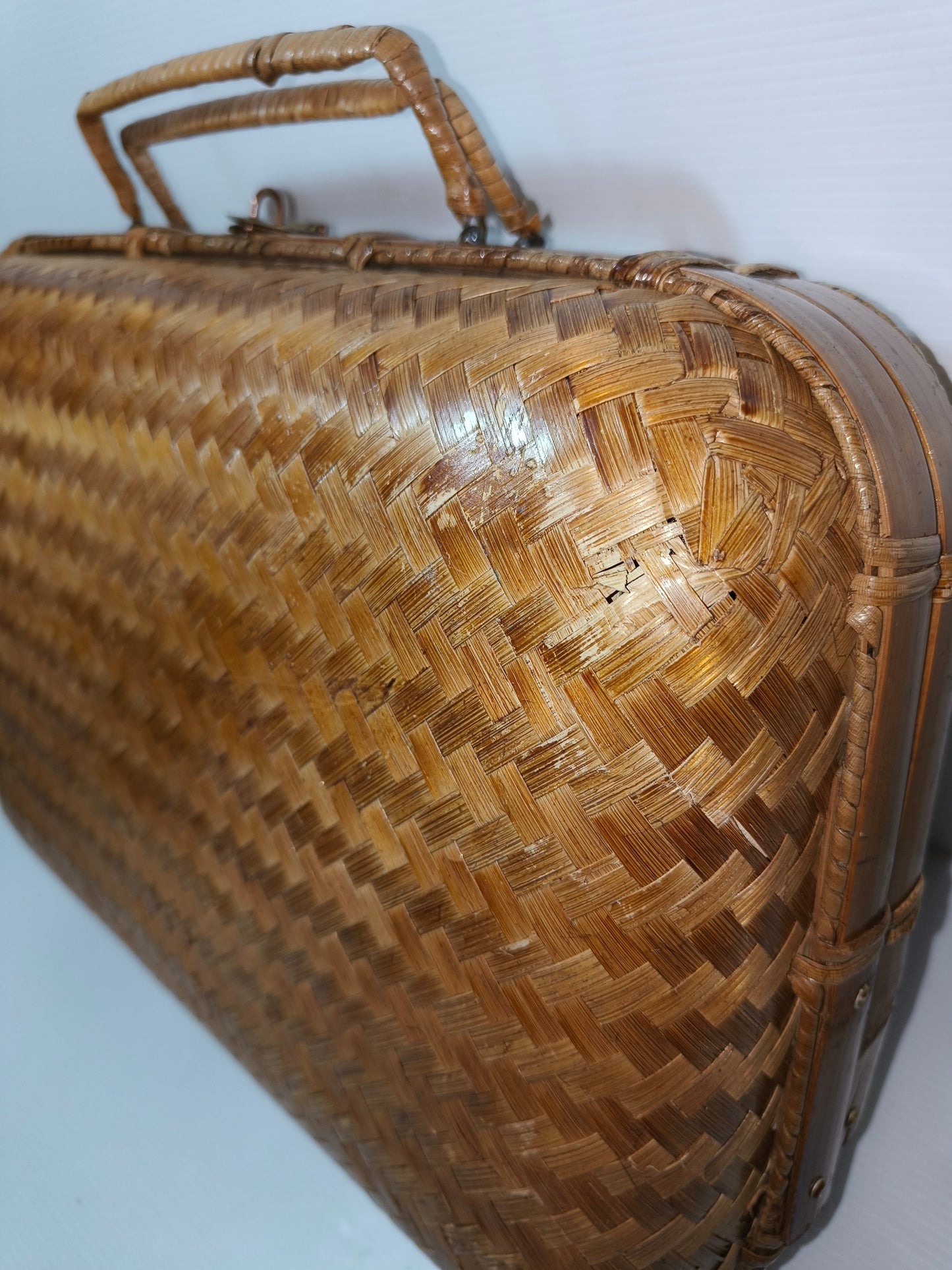 Borsa in paglia e bamboo, originale anni 60 LEGGI DESCRIZIONE