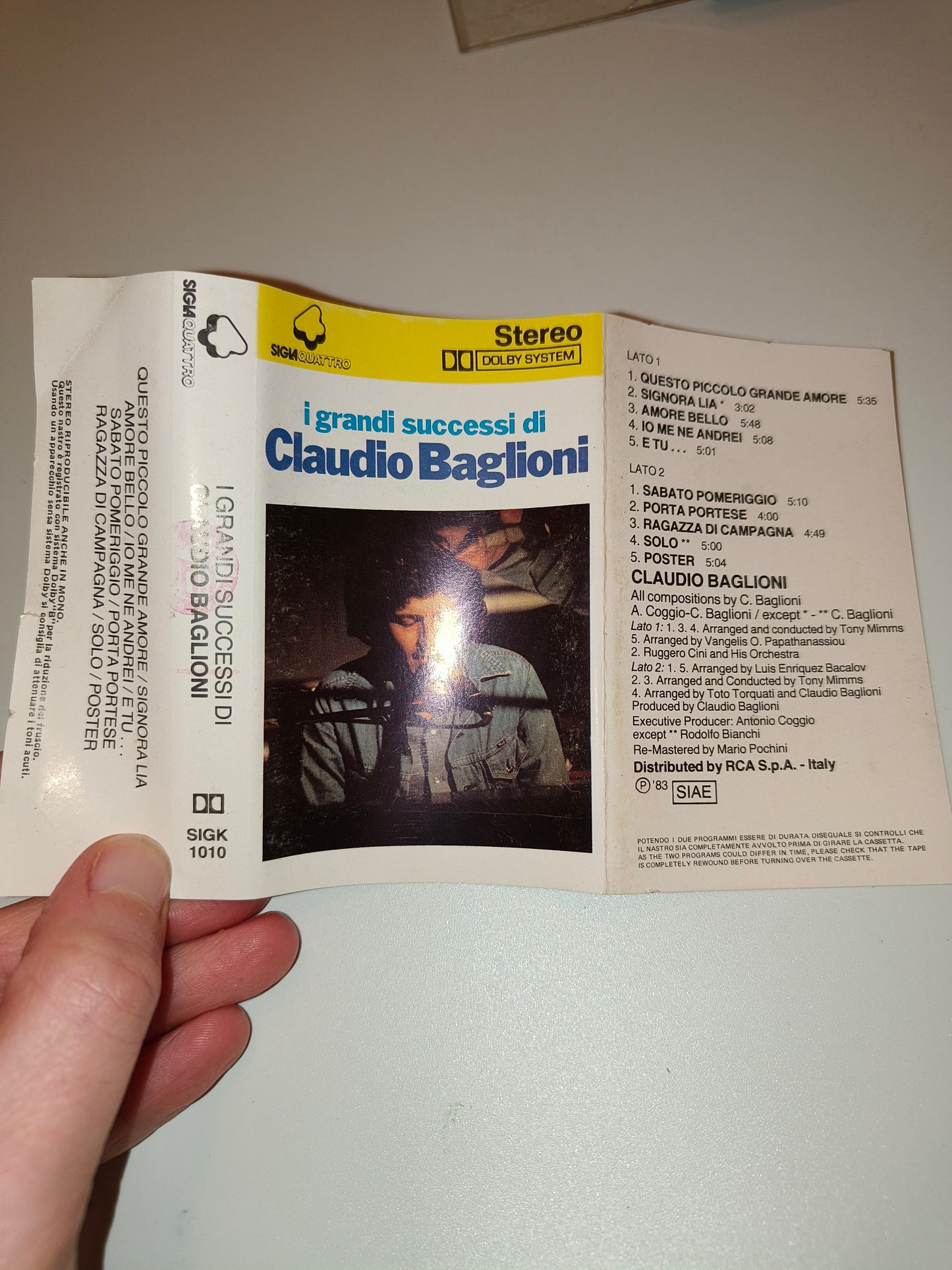 I Grandi Successi Di Claudio Baglioni Musicassetta Siglaquattro, LEGGI