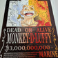 Stampa Su Tela Wanted Monkey D Luffy
Misure 60 x 40 cm circa