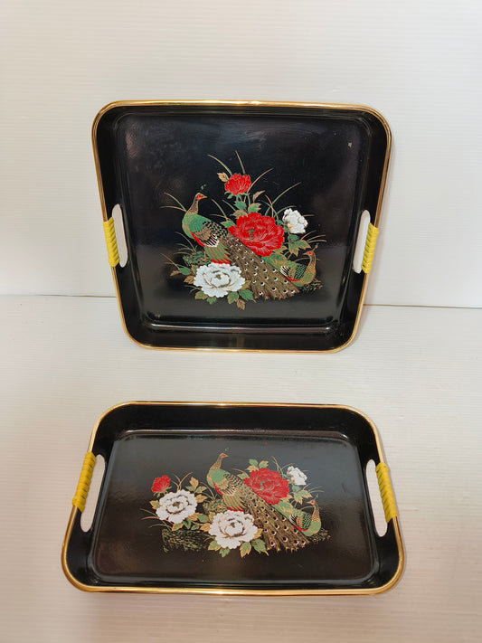 Coppia vassoi anni 70 stile orientale, LEGGI